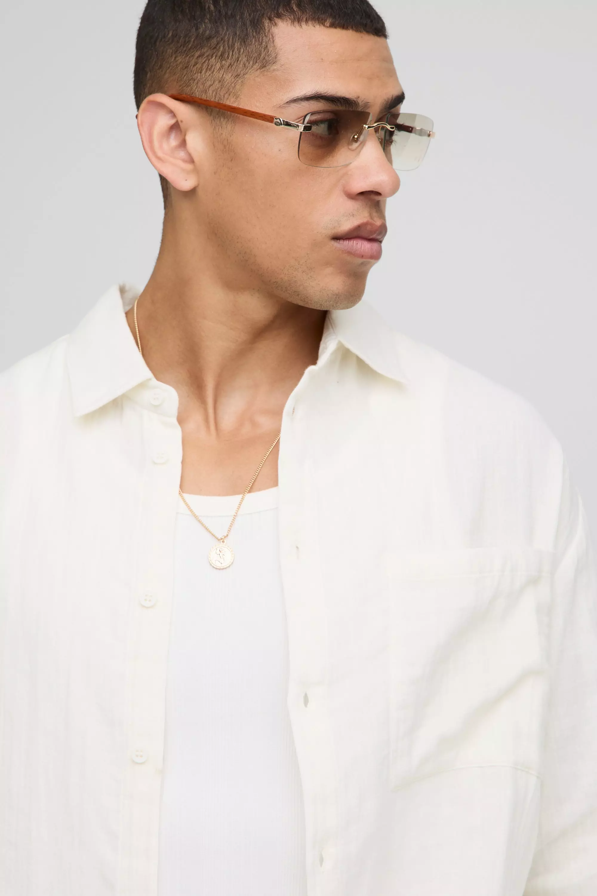 Ecru Oversized Collared Cheesecloth Long Sleeve Shirt alternative image