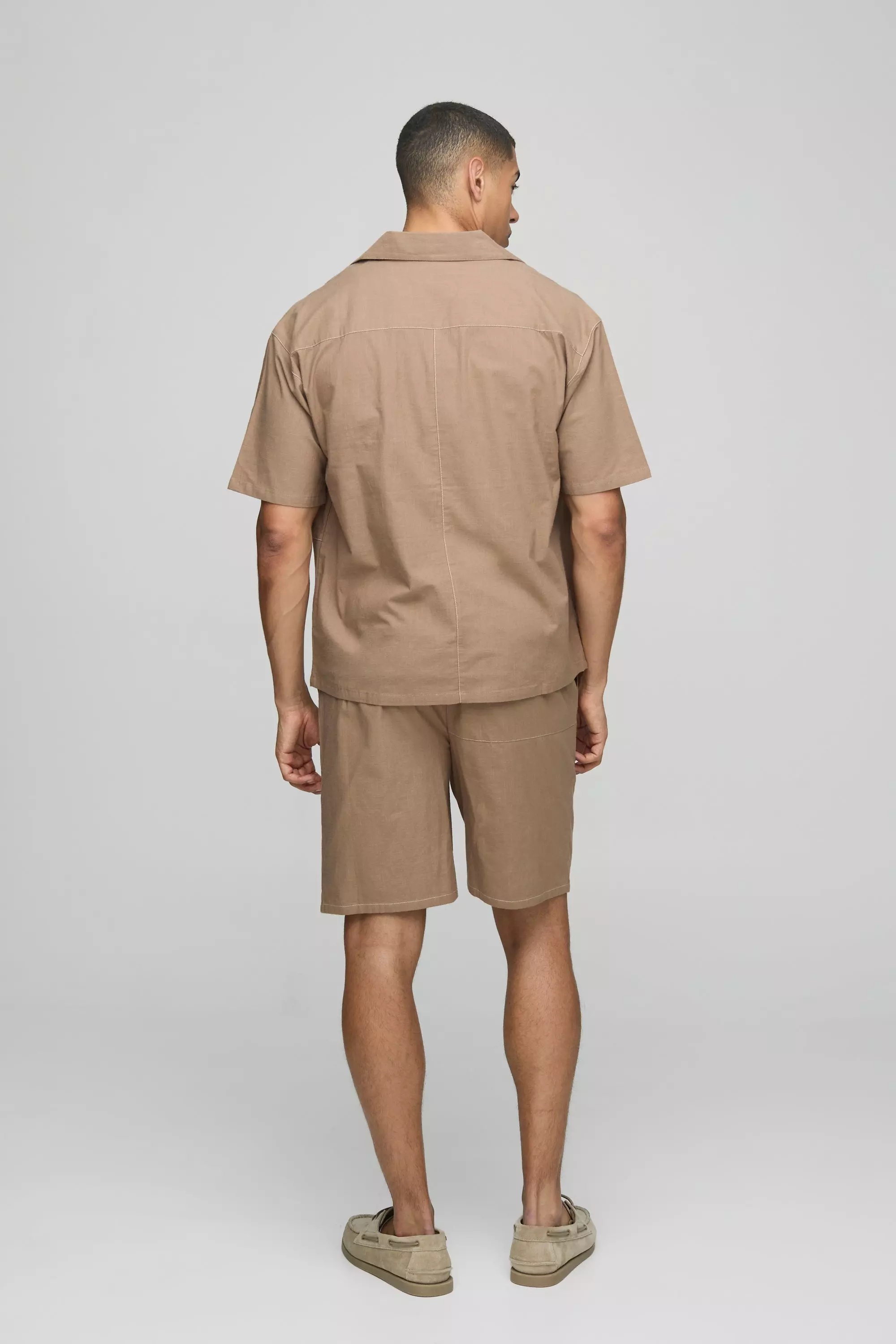 Brown Oversized Cut & Sew Linen Look Set alternative image
