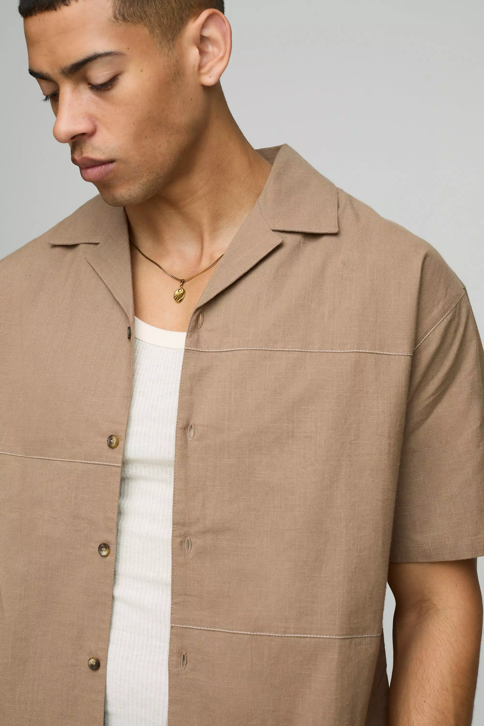 Brown Oversized Cut & Sew Linen Look Set alternative image