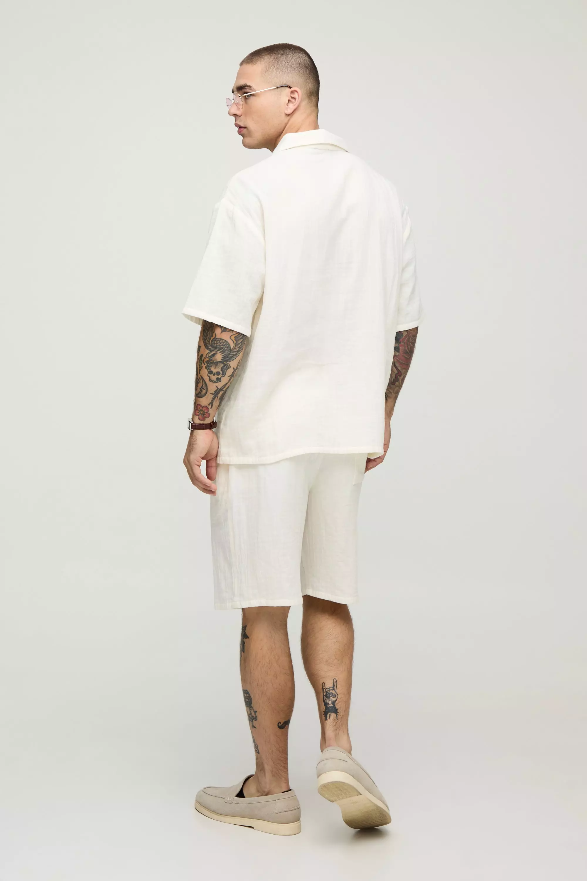 Oversize Hemd & lockere Shorts, Ecru alternatives Bild