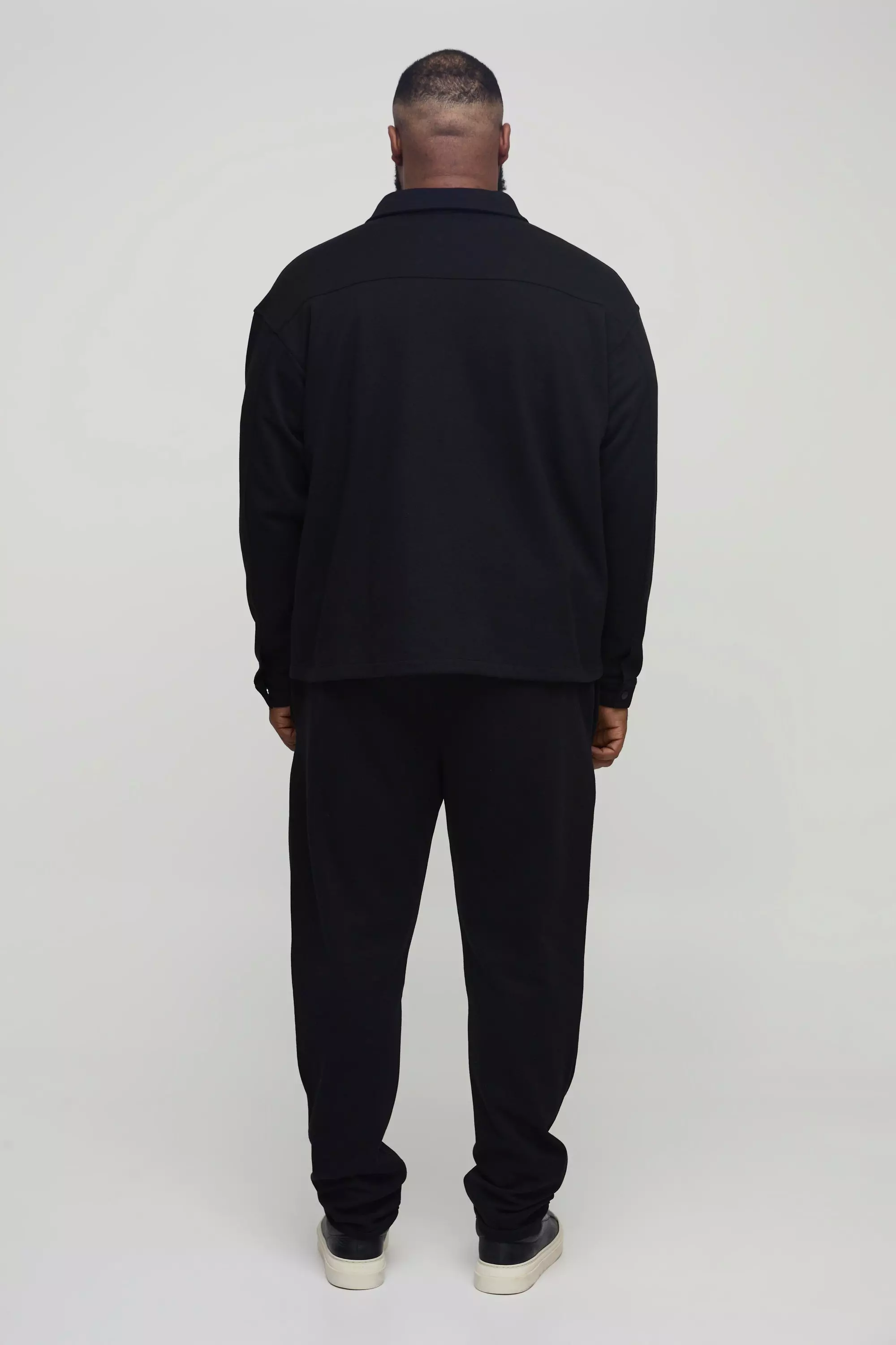 Black Plus Textured Over Shirt & Tapered Trouser Set alternative image
