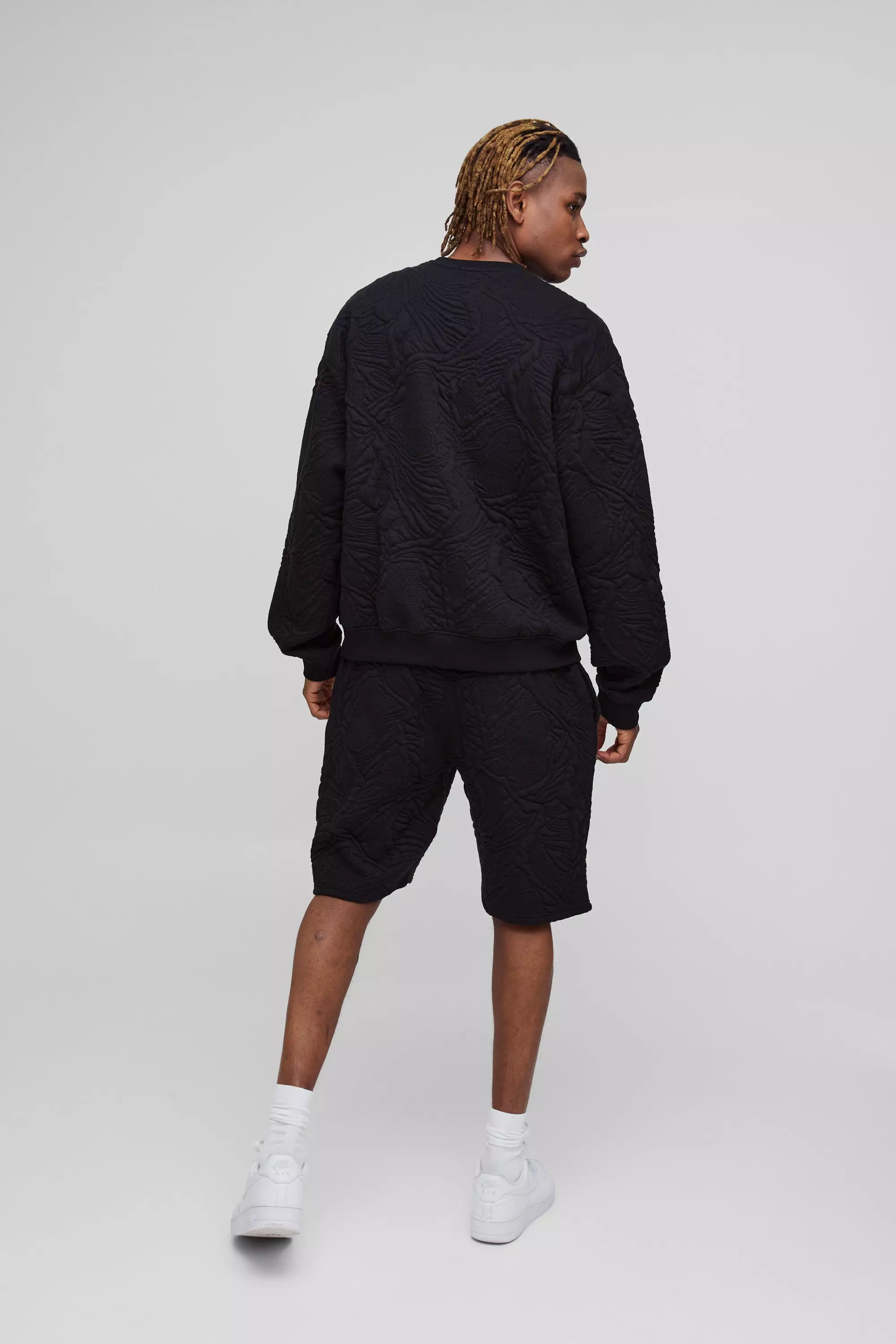 Tall - Ensemble matelassé avec sweat et short, Black autre image