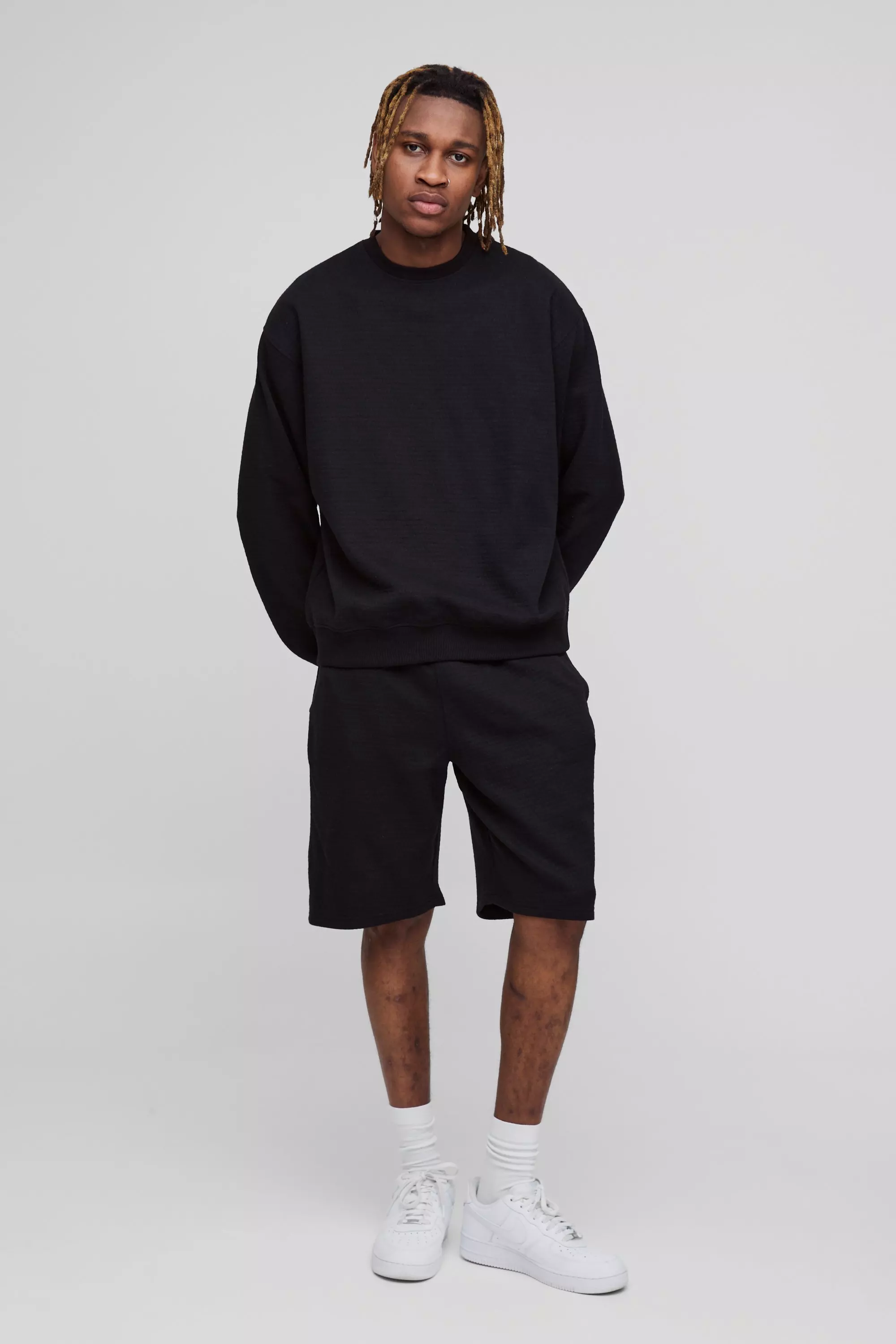 Tall - Ensemble oversize avec sweat et short, Black autre image