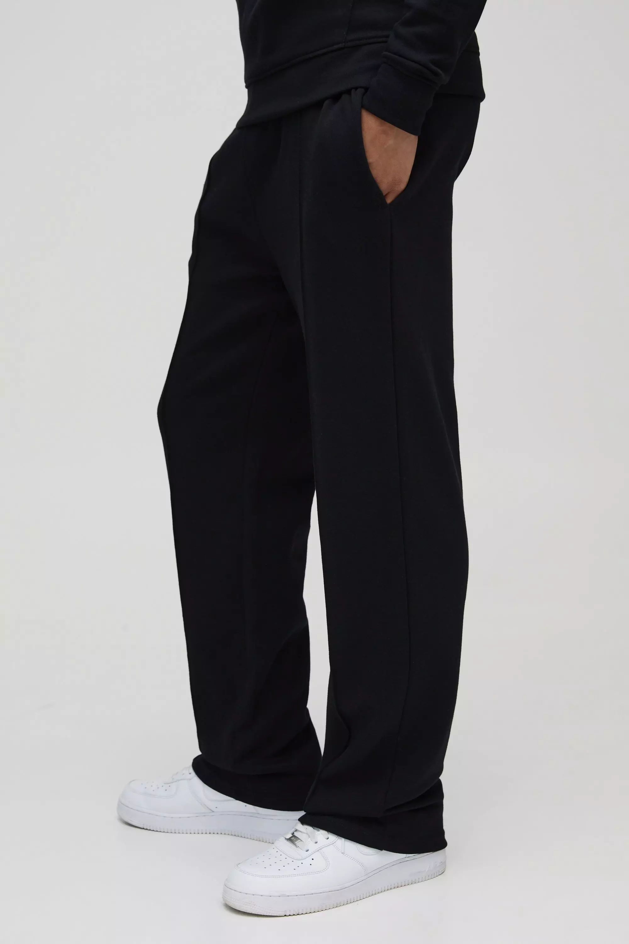Black Relaxed Fit Pintuck Split Hem Interlock Jogger alternative image