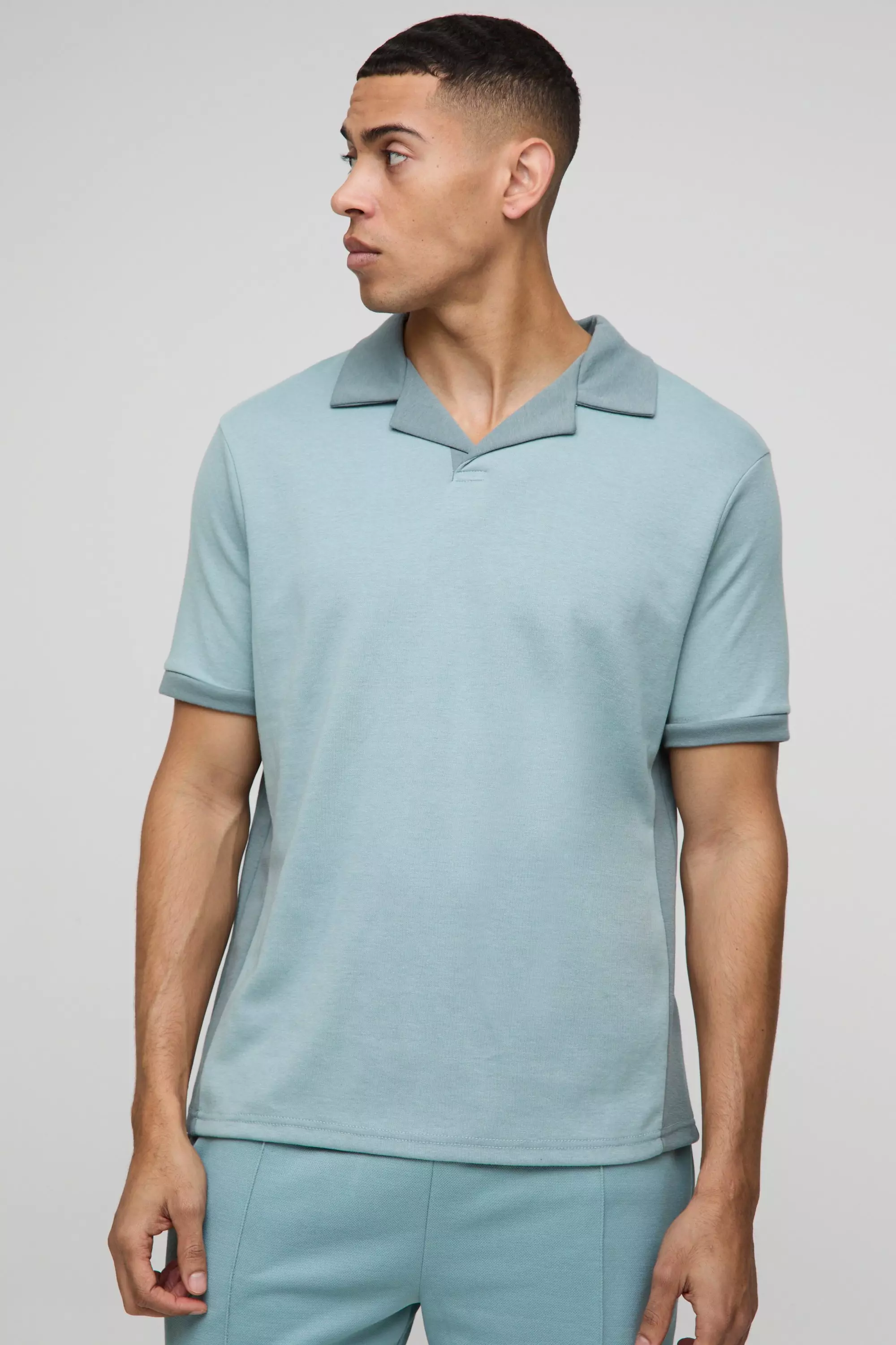 Regular Fit Revere Collar Interlock Polo Shirt Sage
