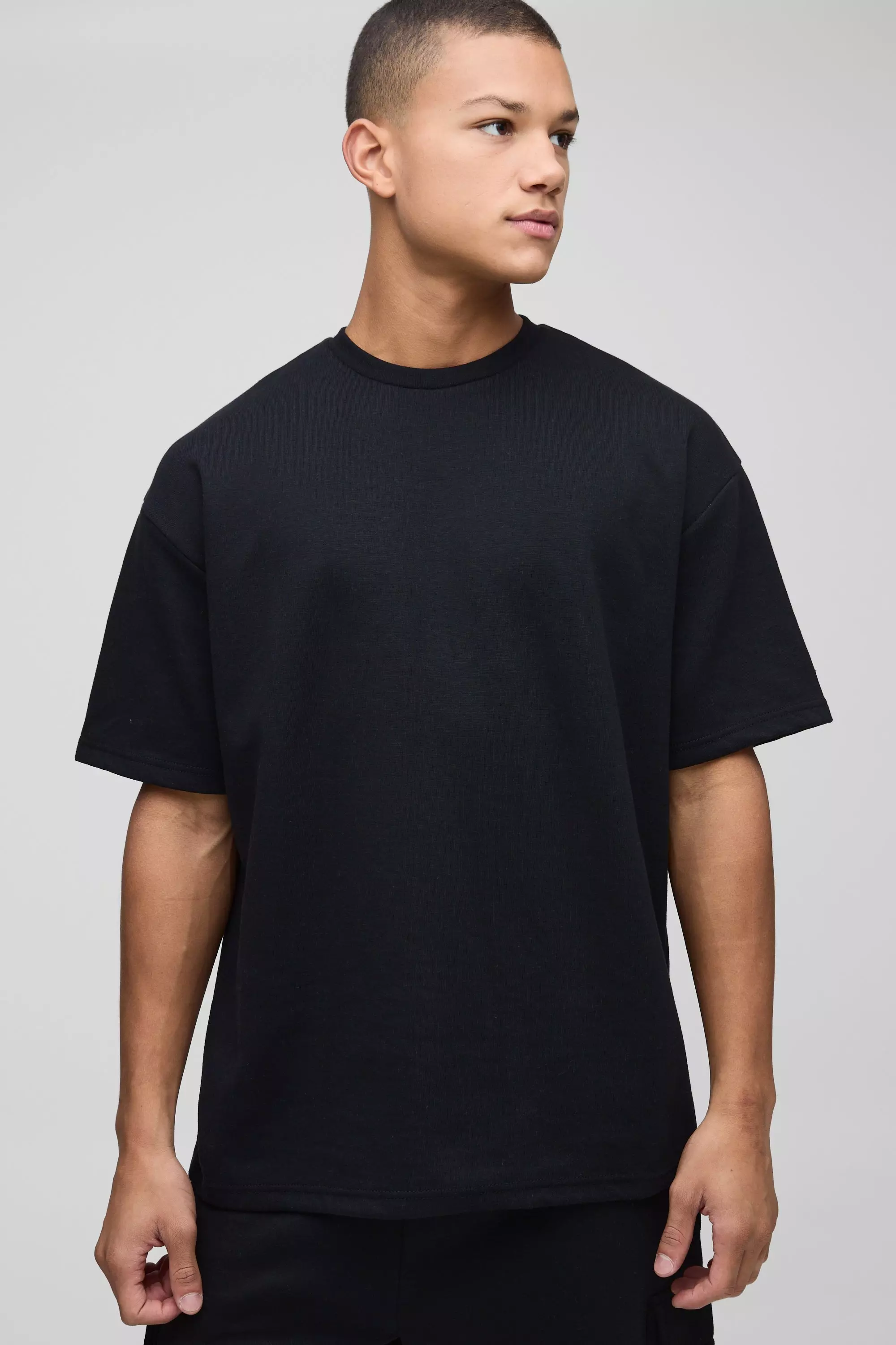 T-shirt oversize con motivo Interlock, Black immagine alternativa
