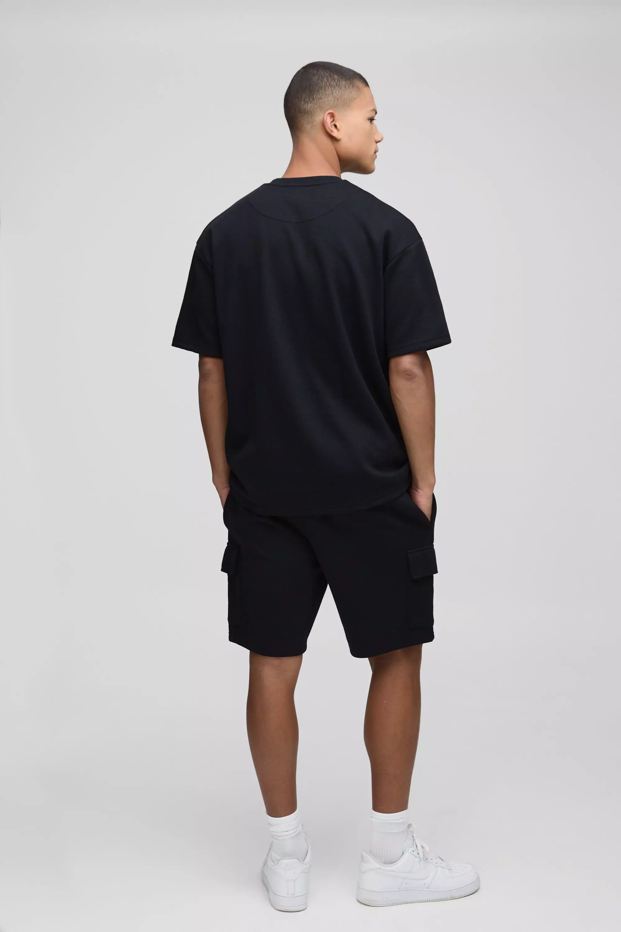 T-shirt oversize con motivo Interlock, Black immagine alternativa