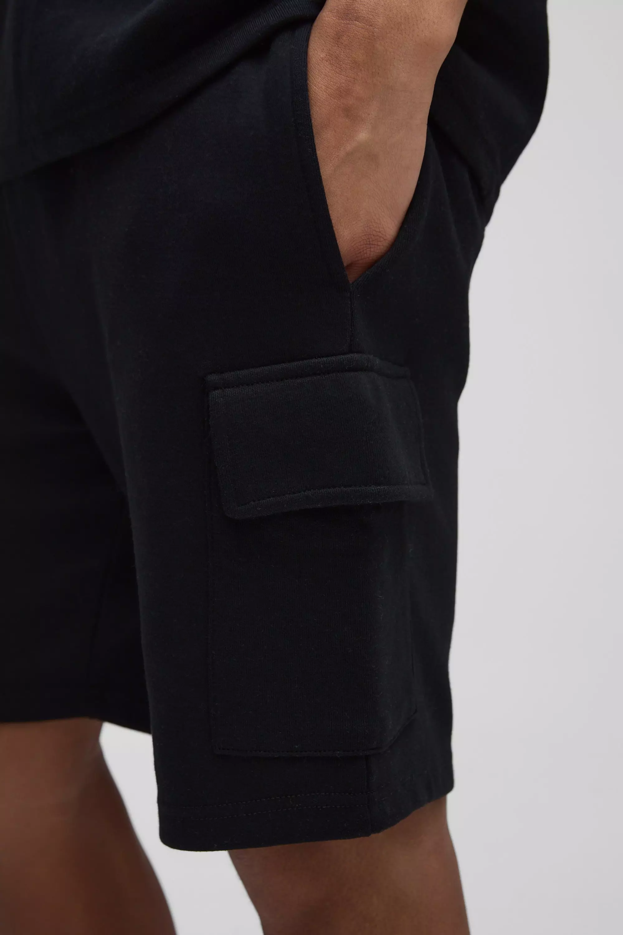 Black Relaxed Fit Interlock Cargo Shorts alternative image