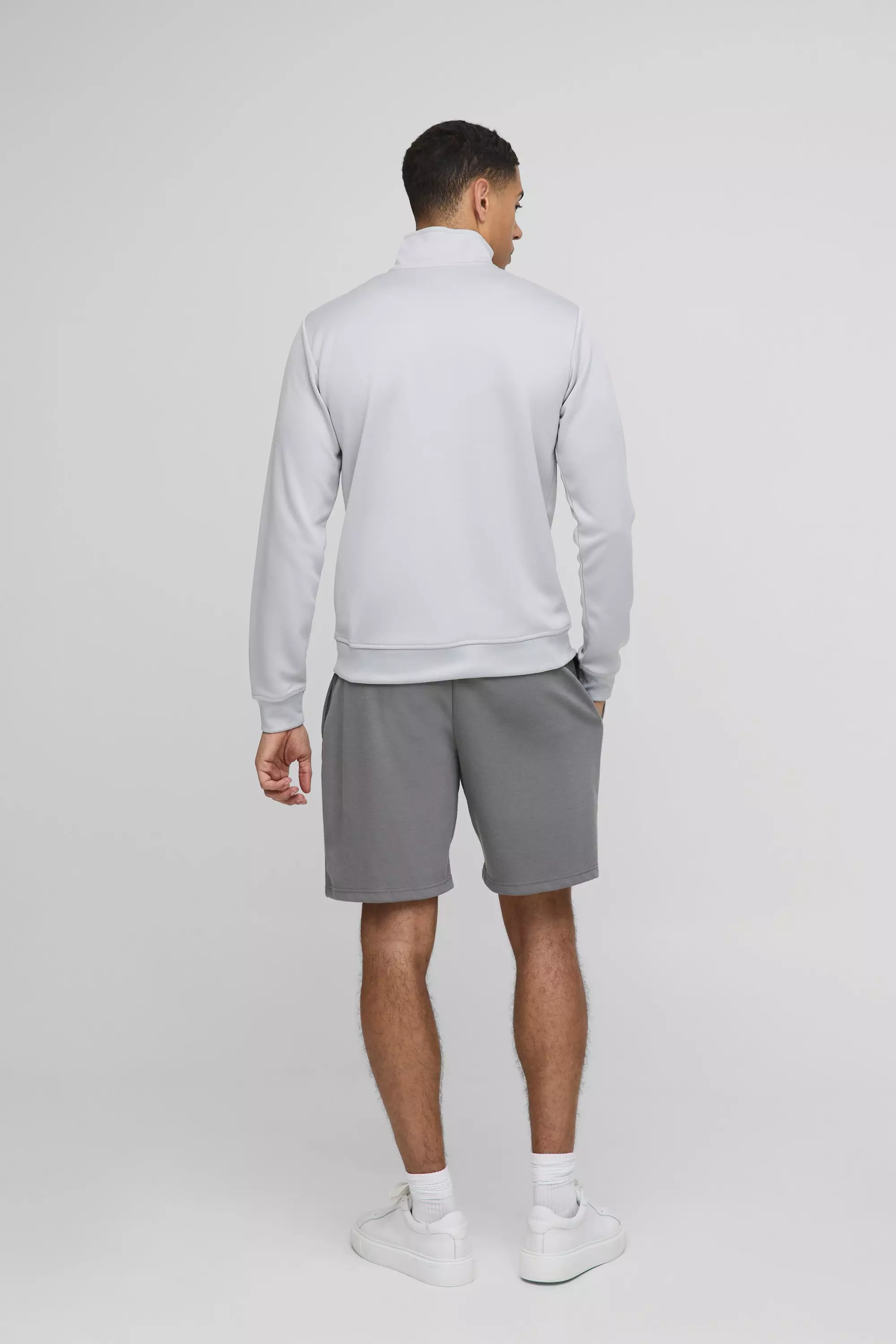Grey Relaxed Fit Mid Length Interlock Short alternative image