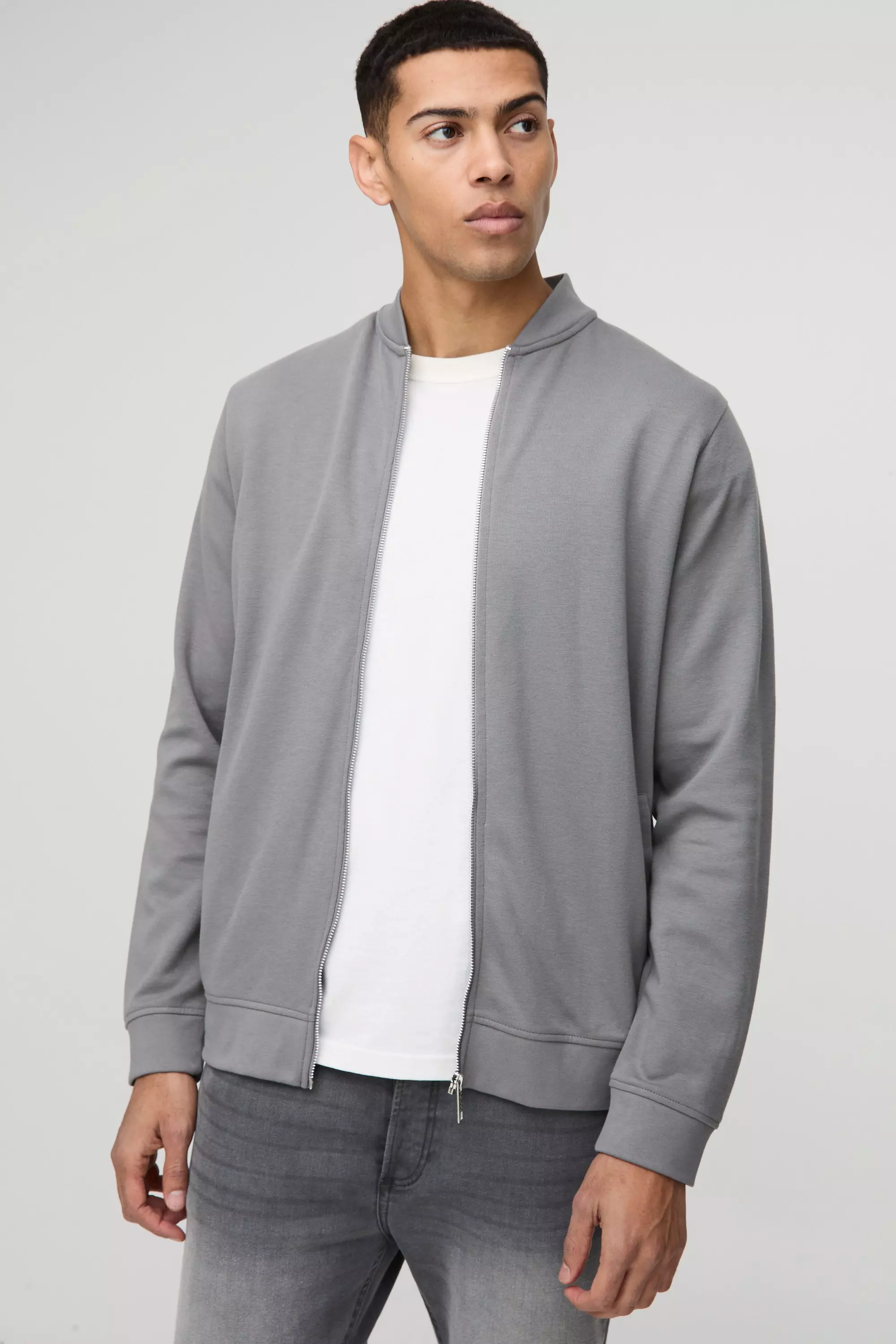 Grey Regular Fit Interlock Bomber Jacket alternative image