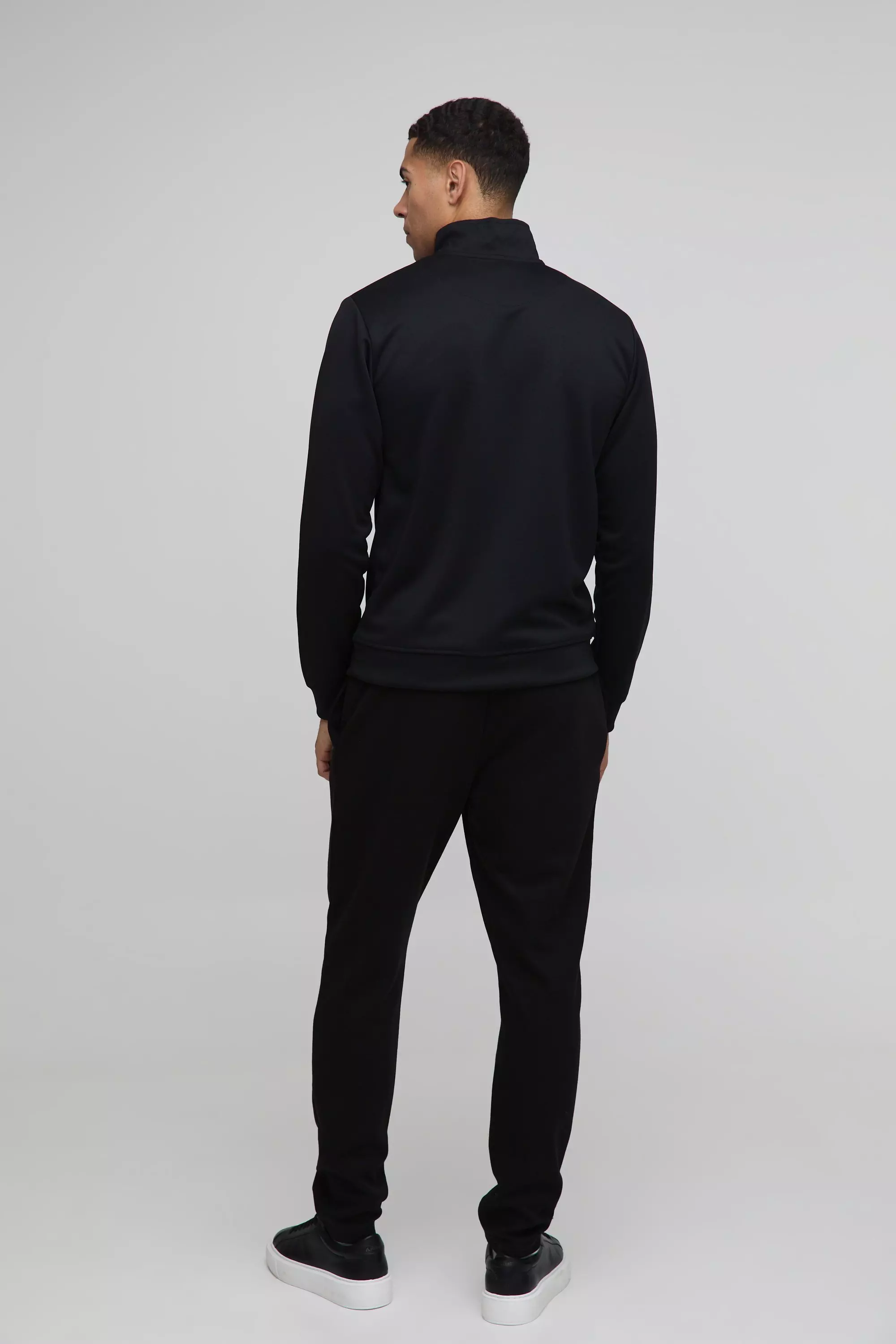 Black Slim Fit Basic Interlock Funnel Neck Sweatshirt alternative image