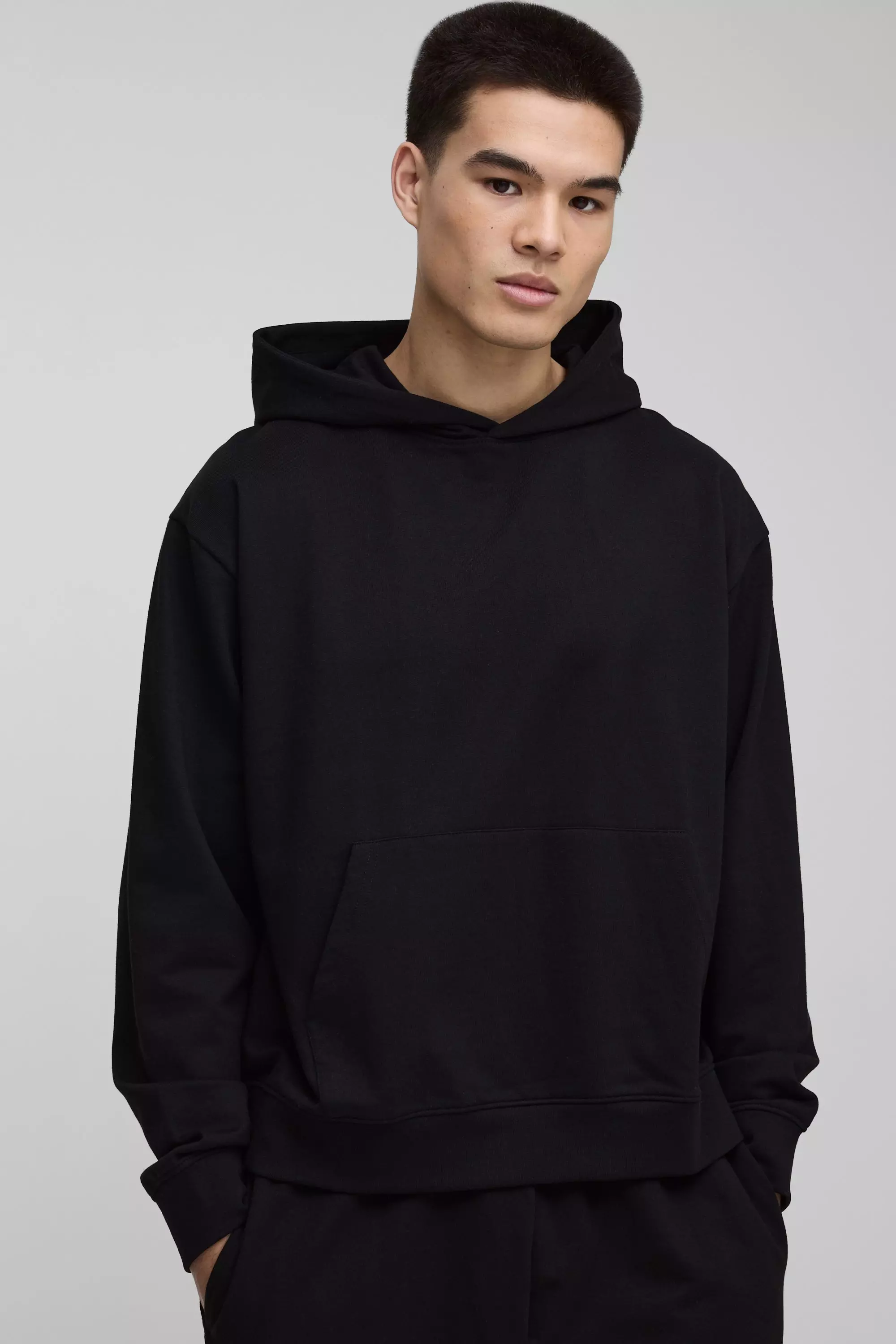 Kastiger Oversize Basic Hoodie, Black alternatives Bild