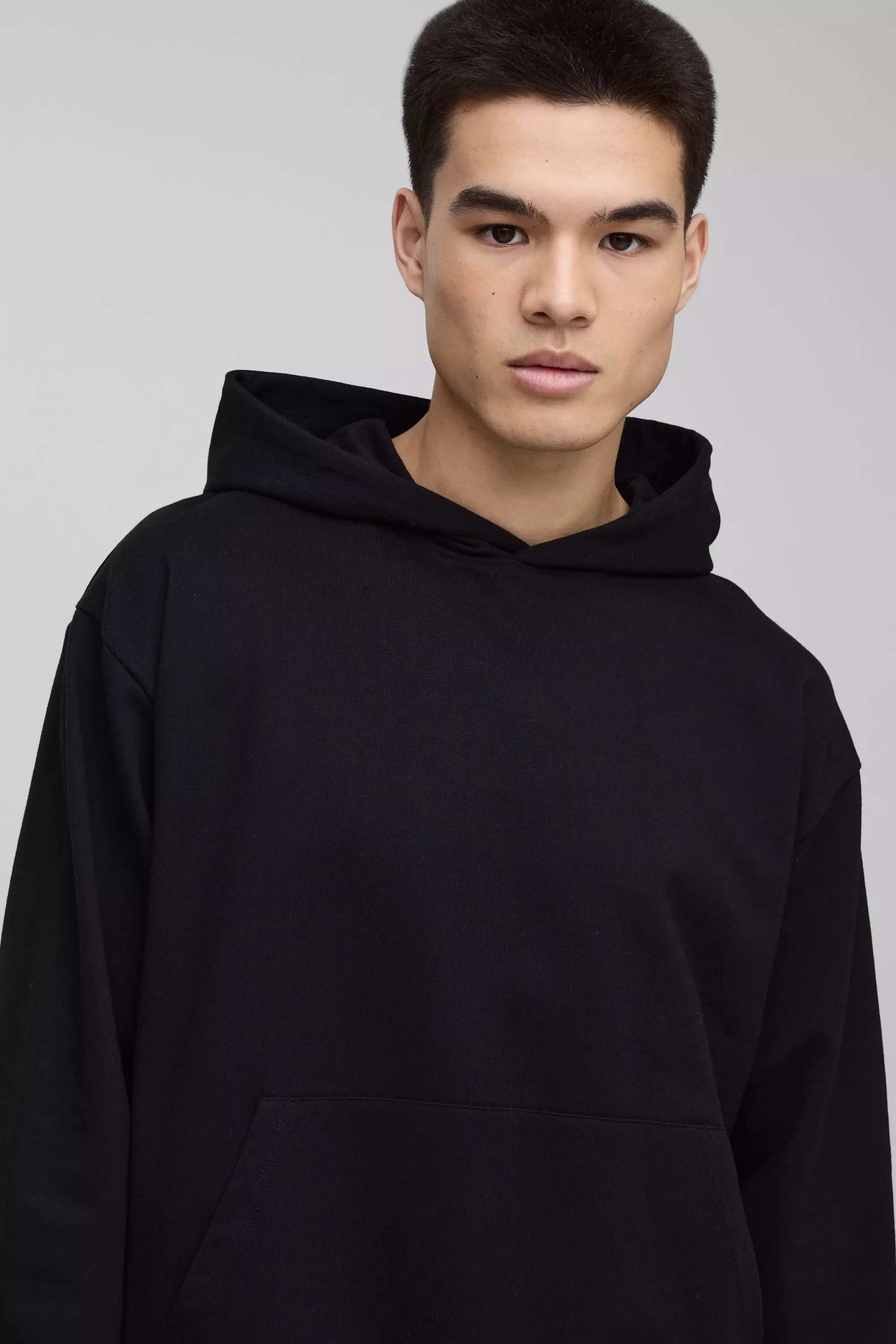 Kastiger Oversize Basic Hoodie, Black alternatives Bild