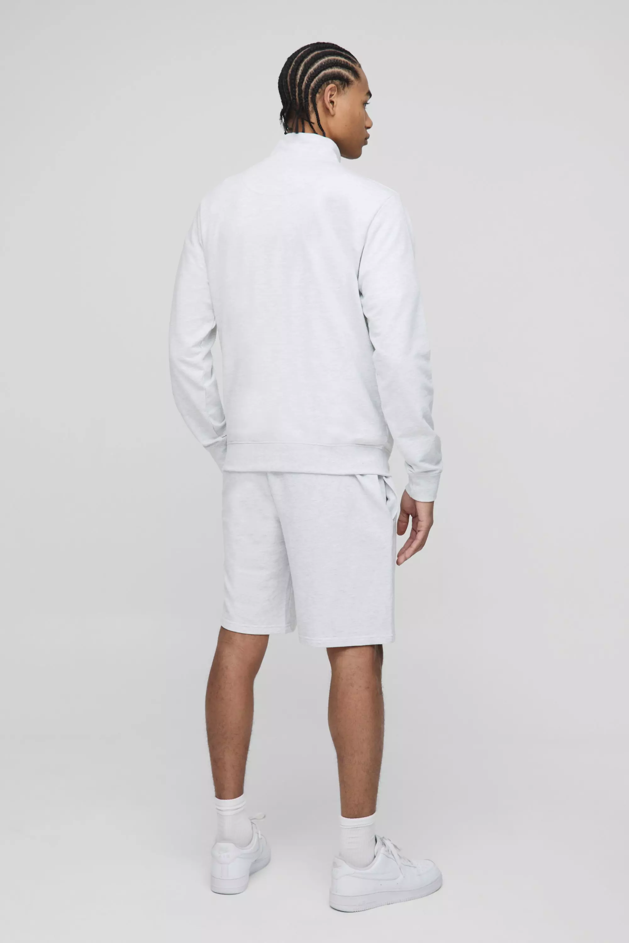 Man Sweatshirt mit 1/4 Reißverschluss, Grey marl alternatives Bild