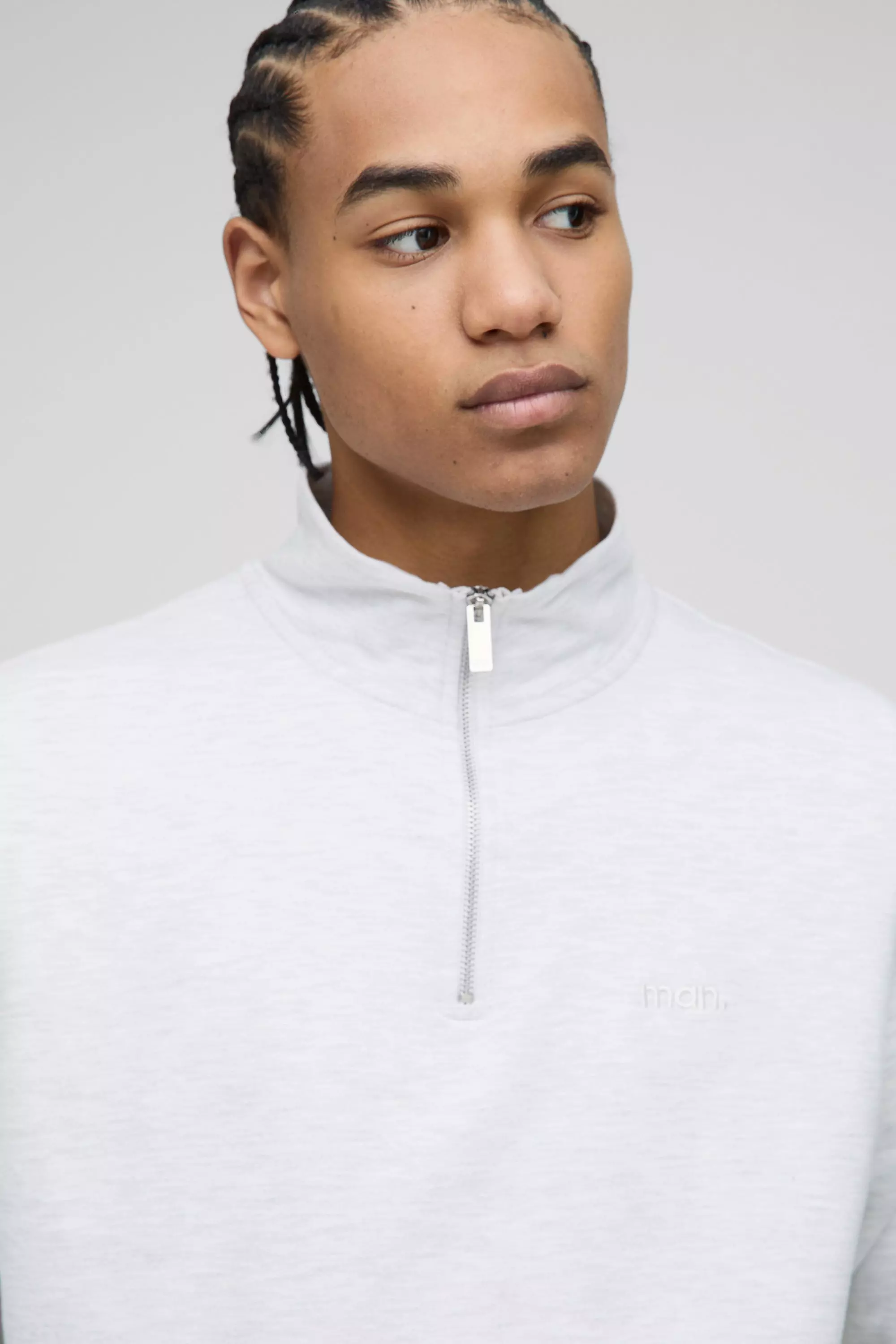 Man Sweatshirt mit 1/4 Reißverschluss, Grey marl alternatives Bild
