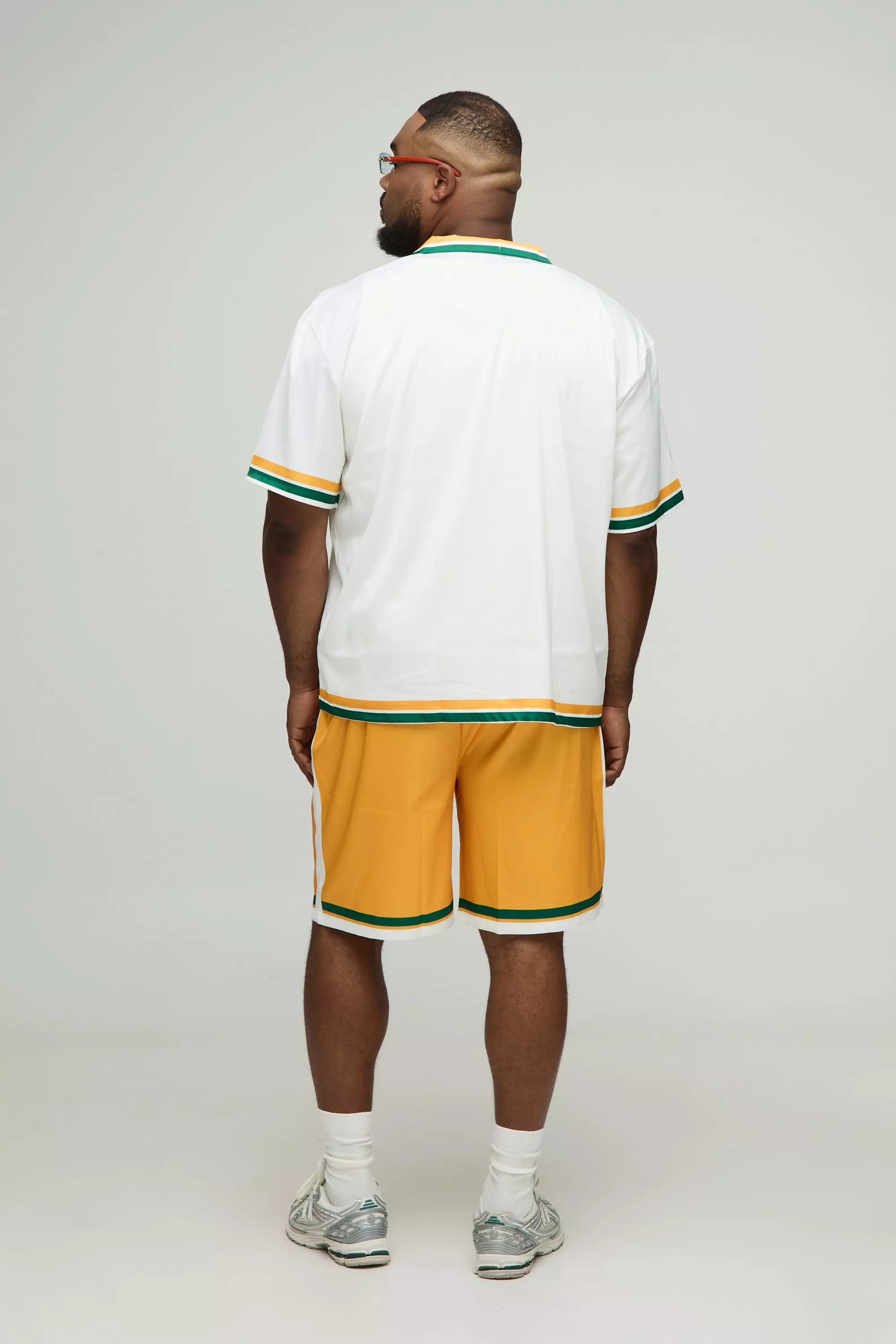 Plus Oversized Limited Slogan Satin Printed Shirt & Short Set | boohooMAN USA
