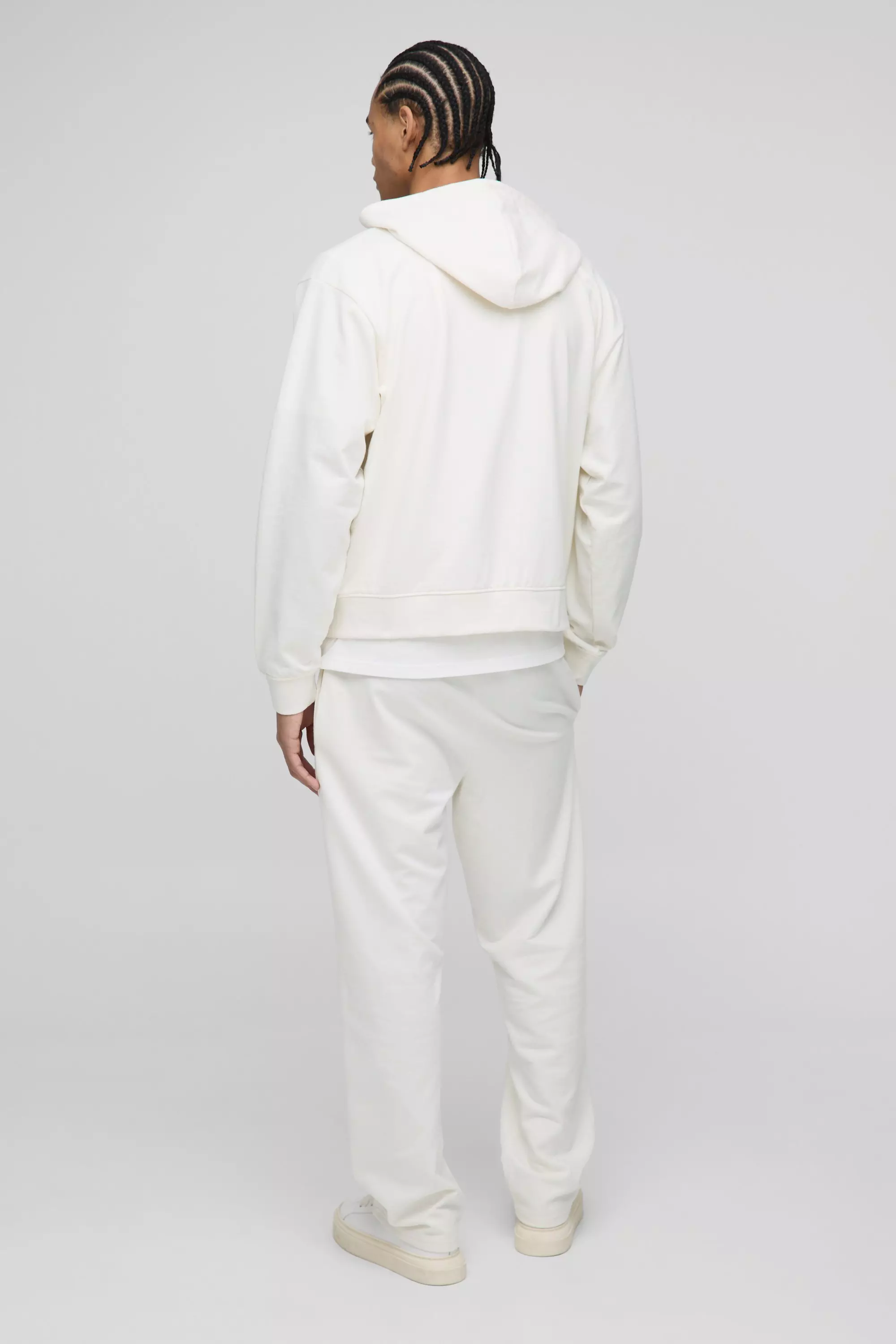 Ecru 260GSM Loopback Basic Oversized Boxy Zip Through Hoodie alternative image