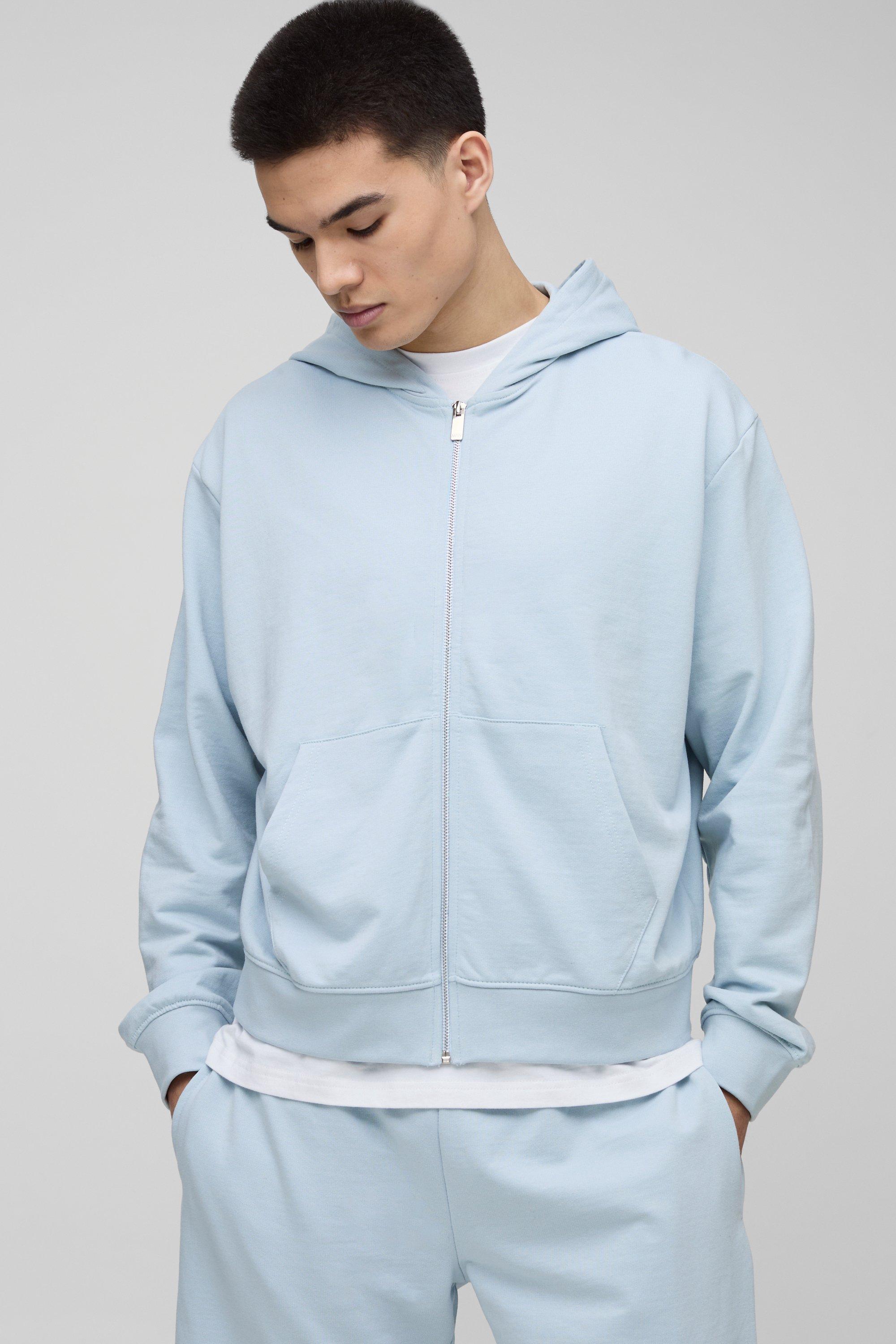 Oversized Basic Lightweight Boxy Zip Through Hoodie | boohooMAN USA