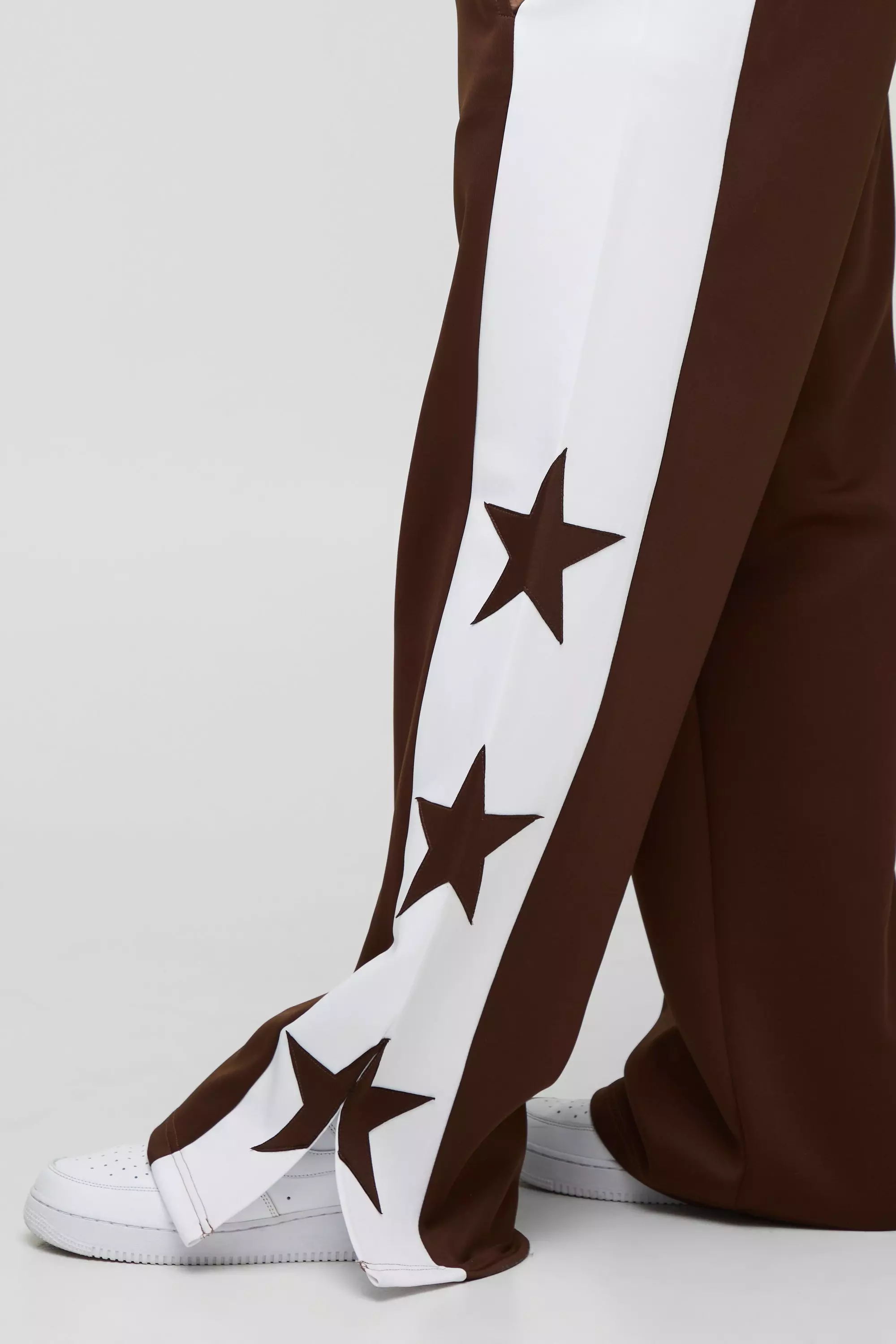 Brown Wide Leg Star Tricot Split Hem Sweatpants alternative image