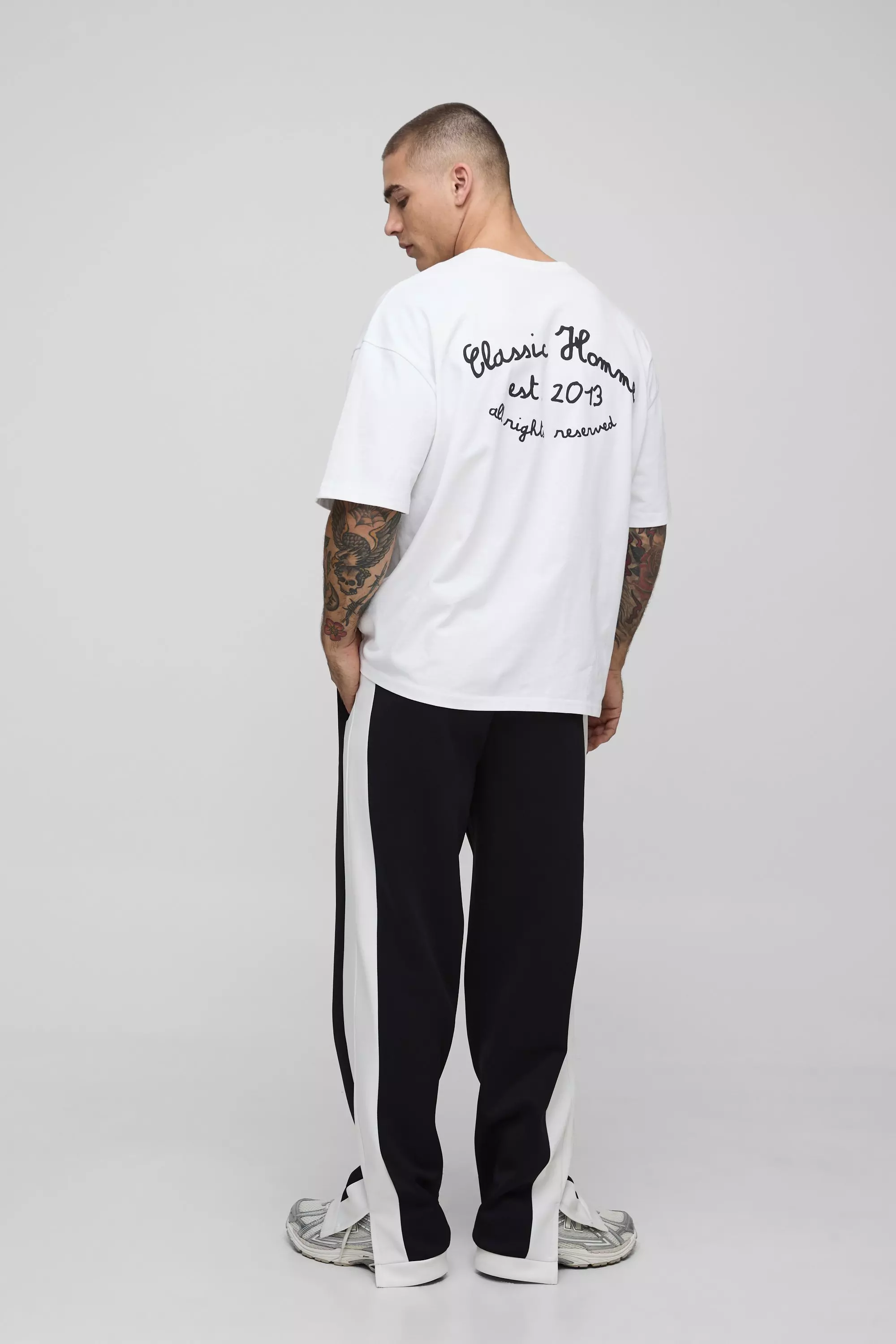 Black Baggy Tricot Homme Joggingbroek Met Zijstreep alternatieve afbeelding