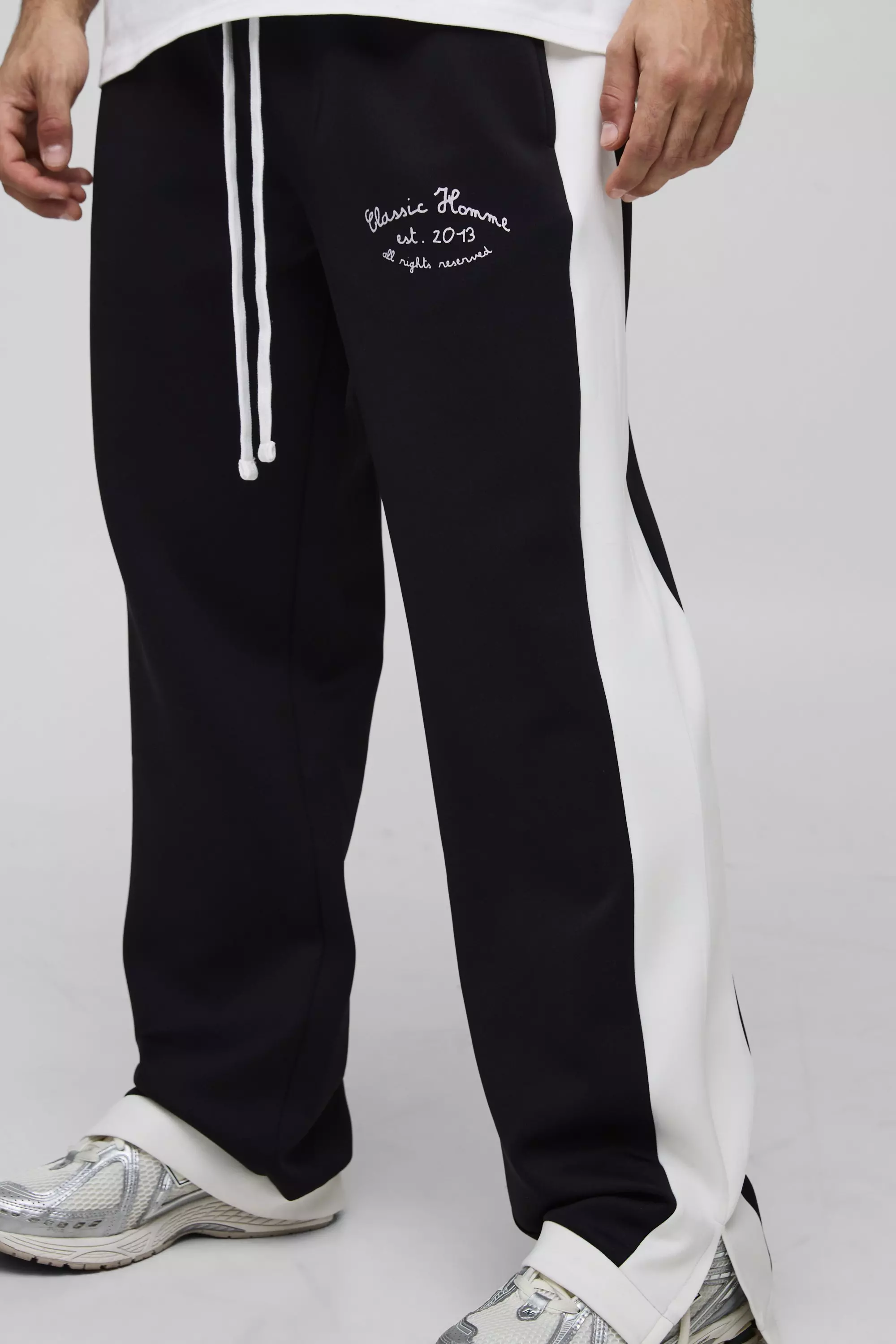 Black Baggy Tricot Homme Joggingbroek Met Zijstreep alternatieve afbeelding