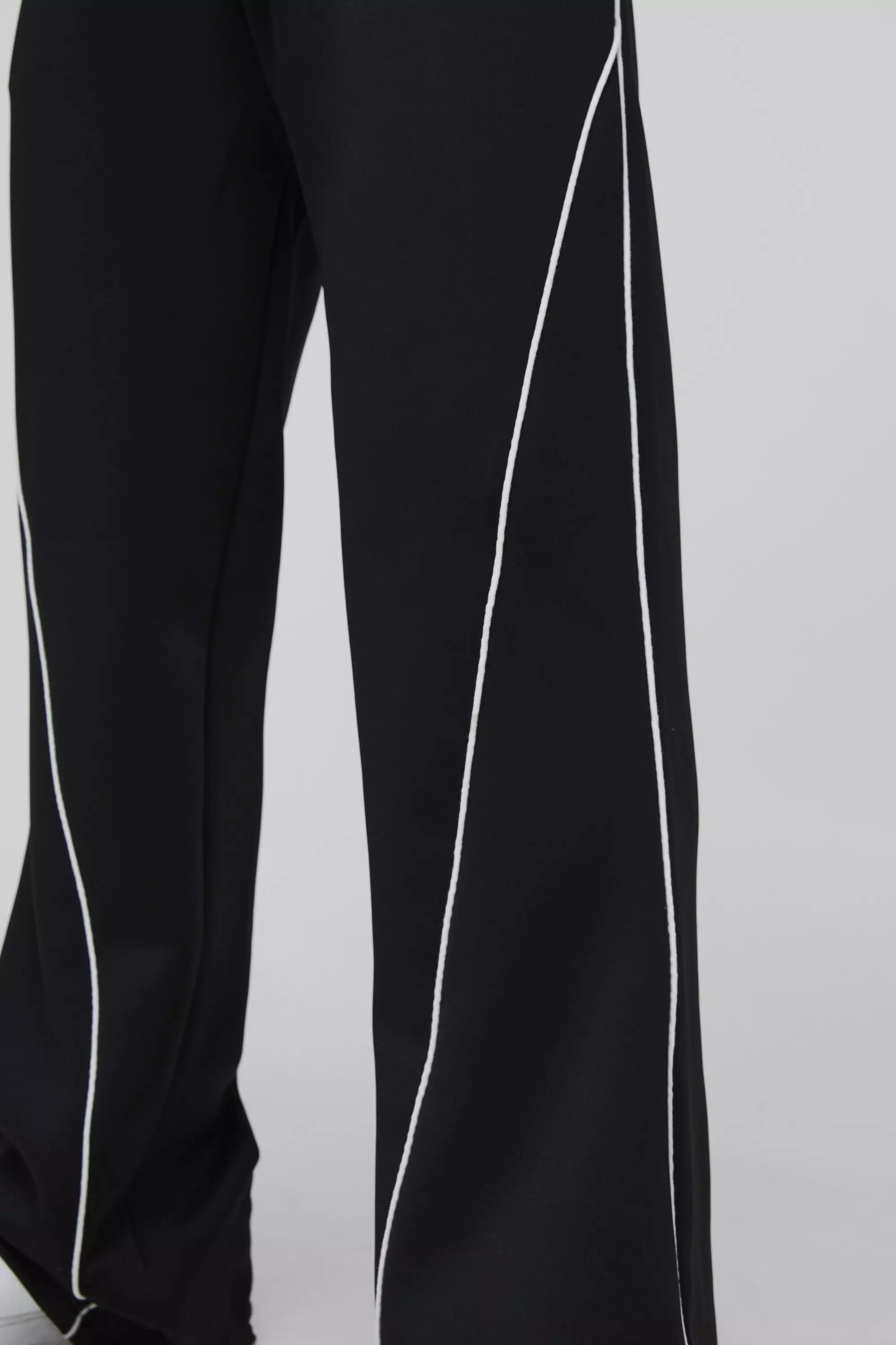 Black Relaxed Flare Tricot Piping Joggers alternative image