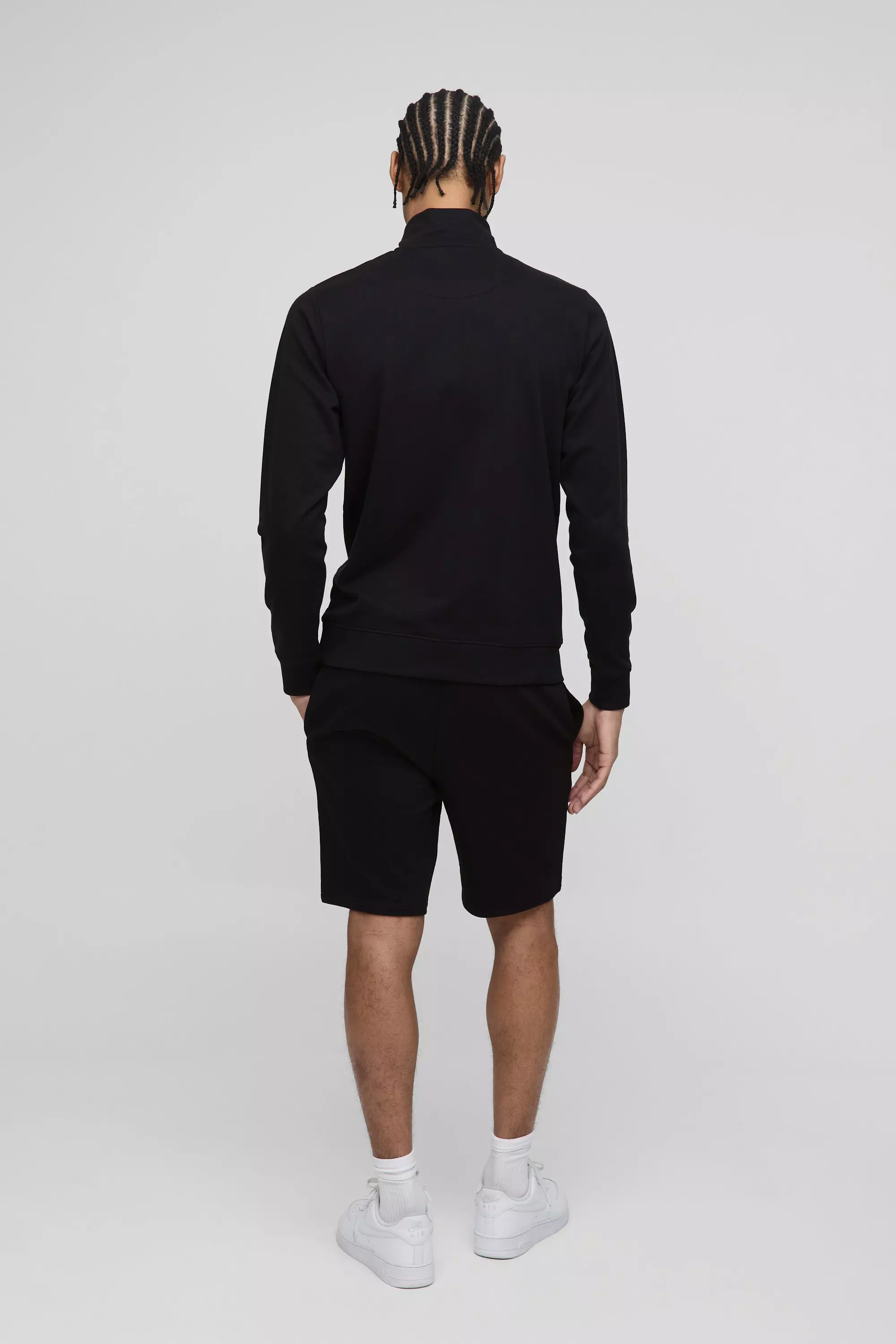 Black 260GSM Loopback Basic Slim Fit Funnel Neck Sweatshirt alternative image