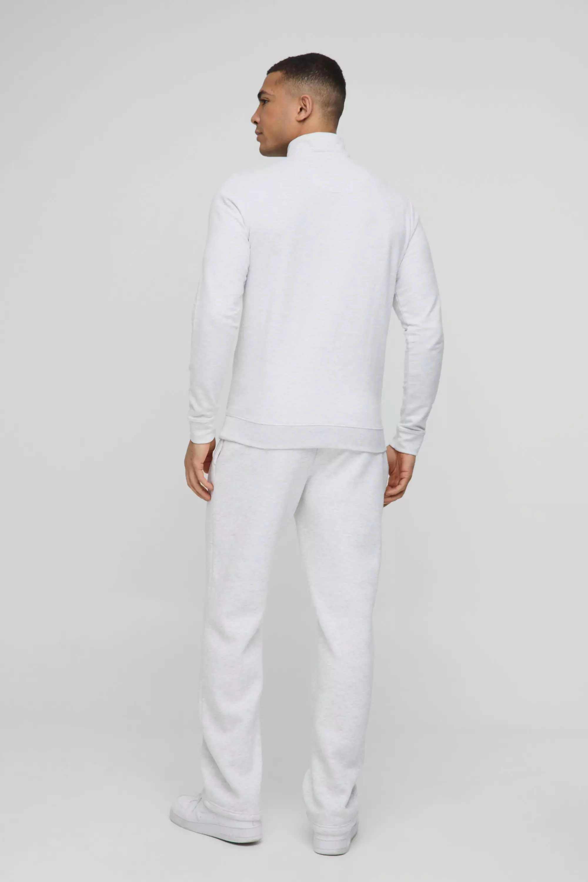 Grey marl 260GSM Loopback Basic Slim Fit Funnel Neck Sweatshirt alternative image