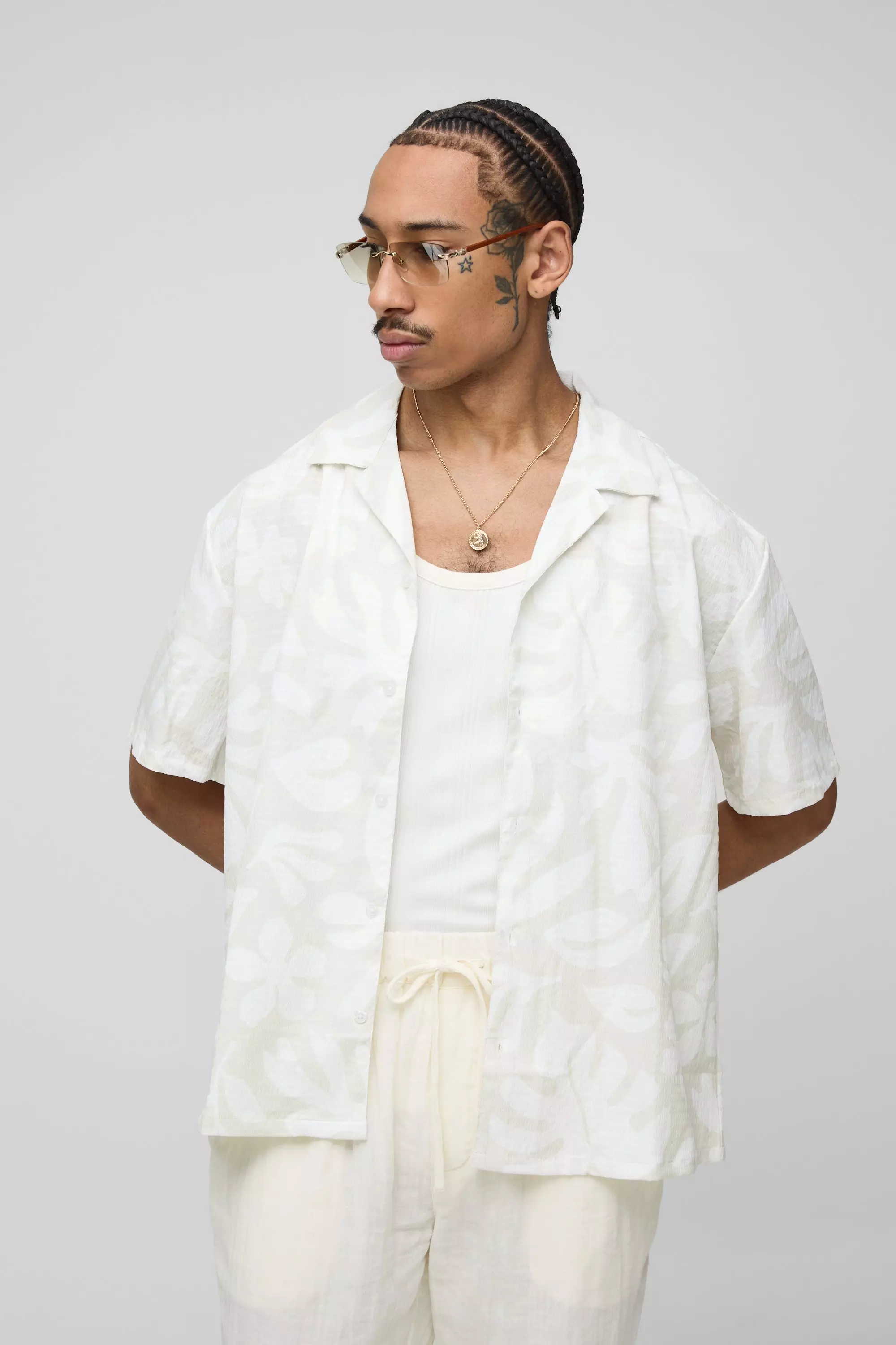 Chemise oversize à imprimé feuilles, White autre image