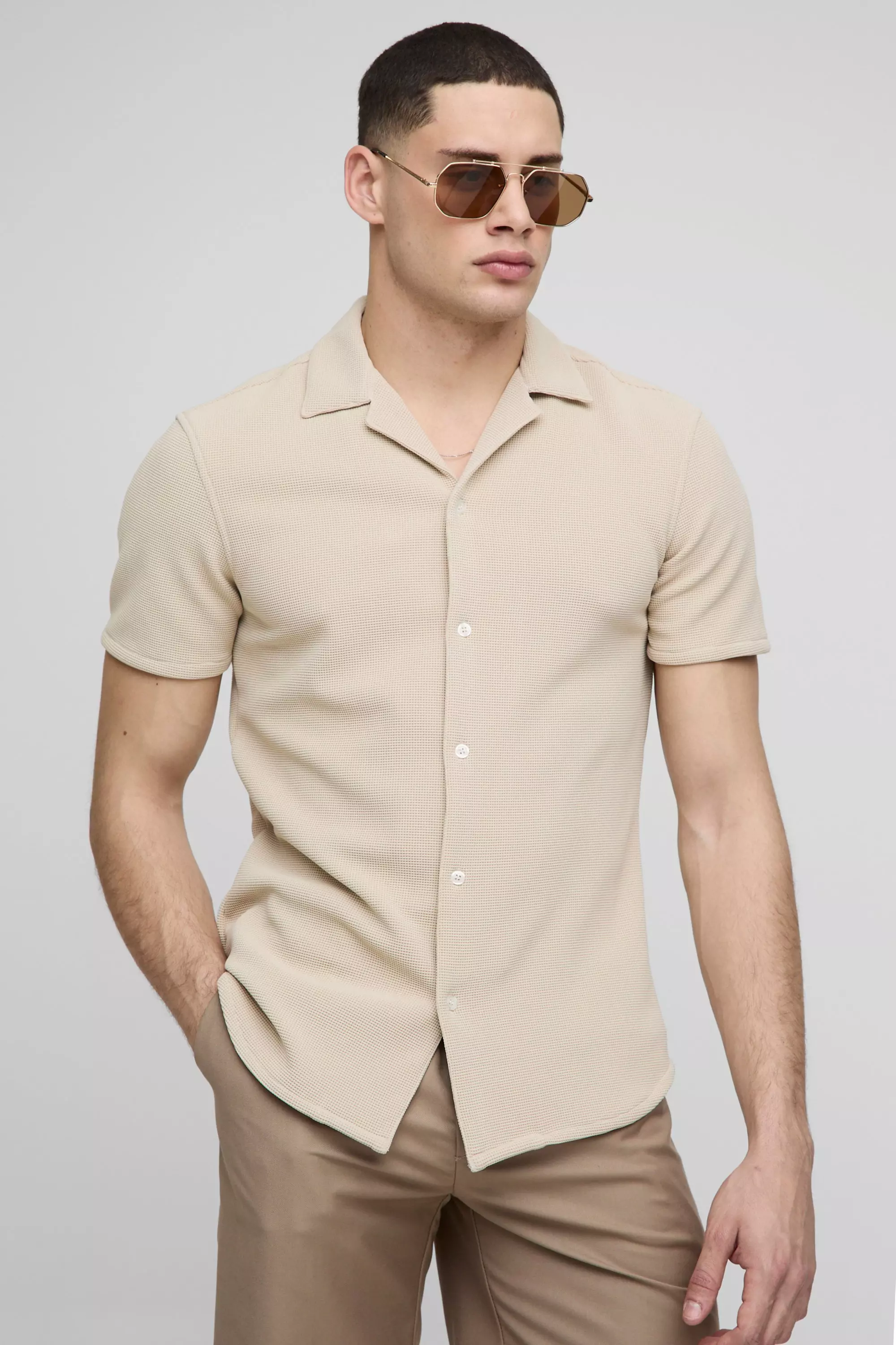Chemise slim en tissu éponge, White autre image