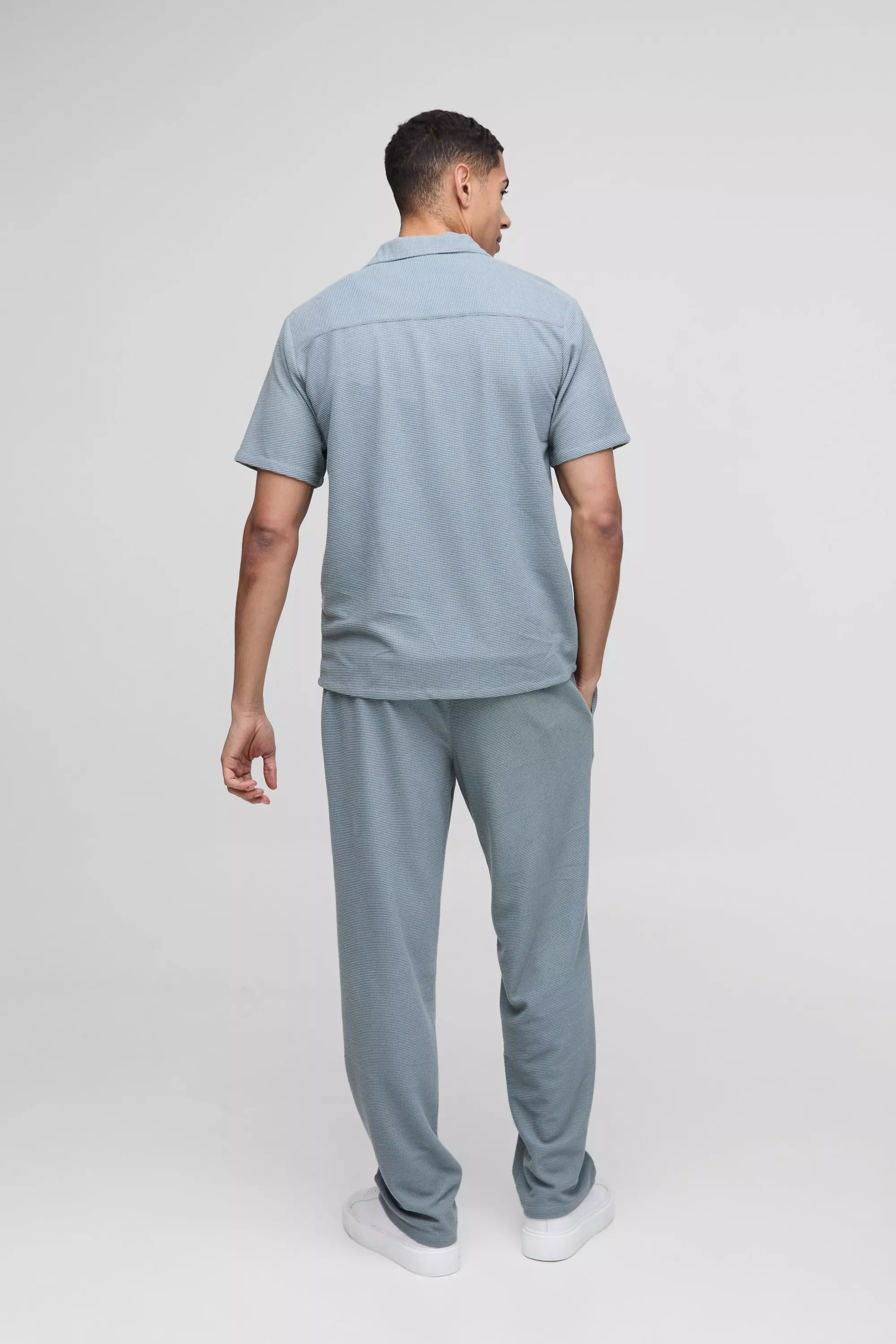 Slate blue Regular Fit Honeycomb Waffle Revere Shirt alternative image