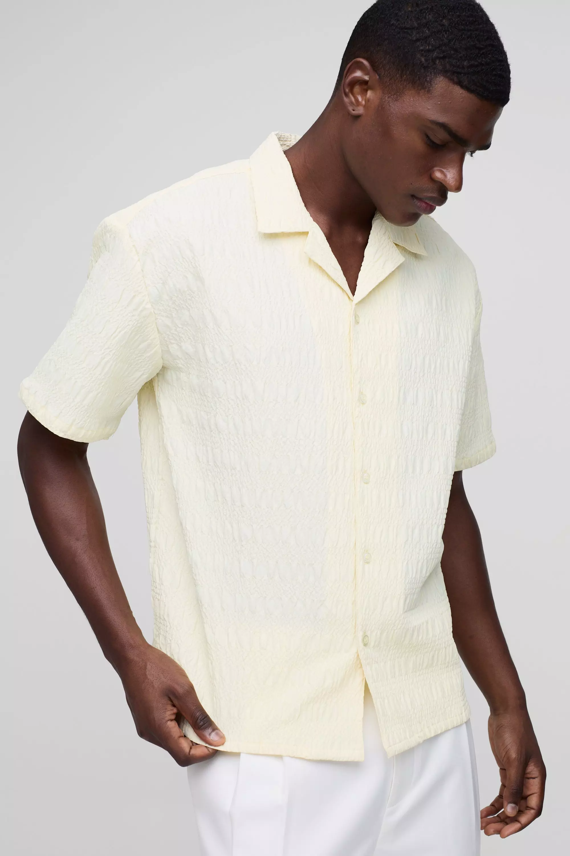 Yellow Man Oversized Seersucker Revere Shirt alternative image