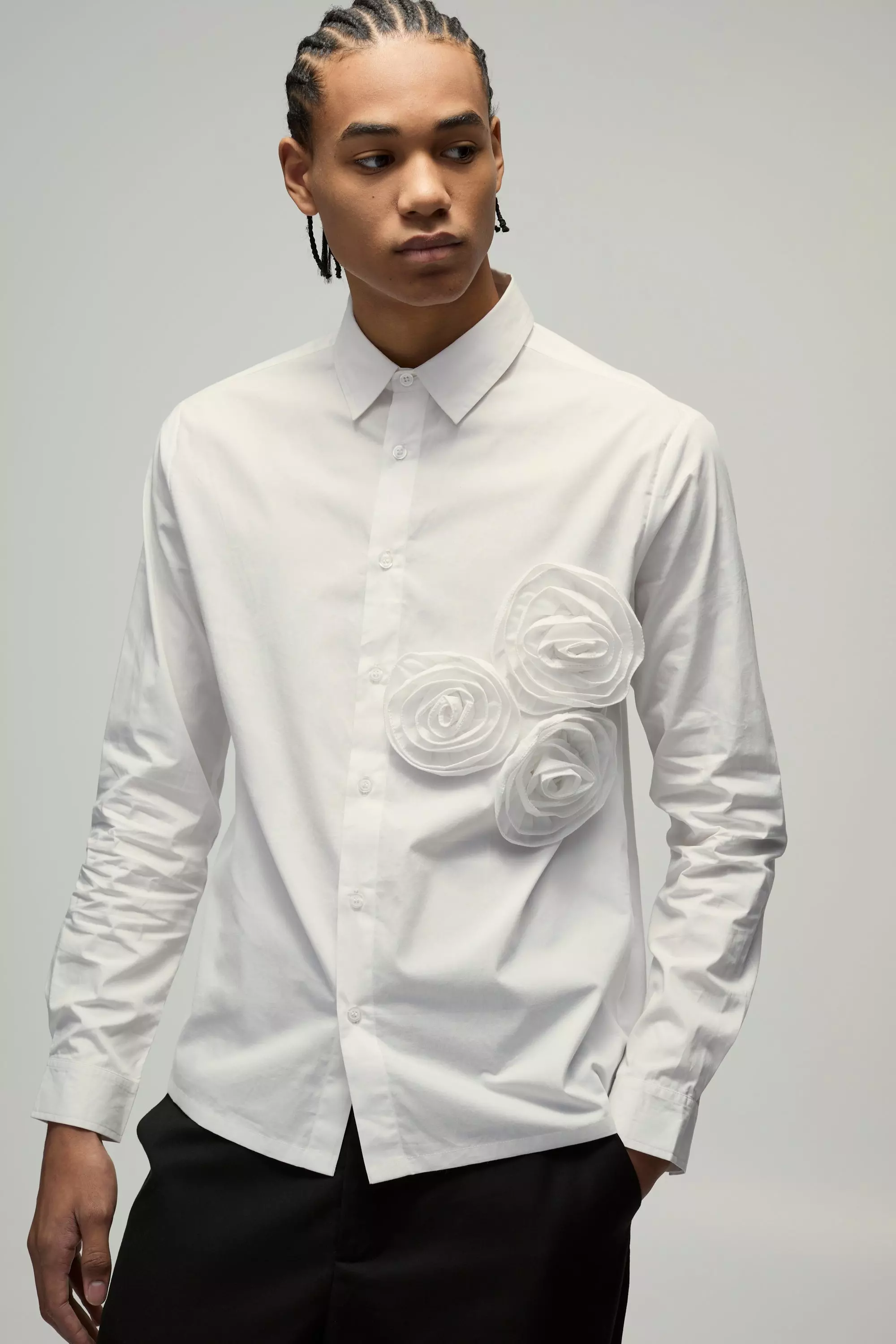 Chemise oversize fleurie à manches longues, White autre image