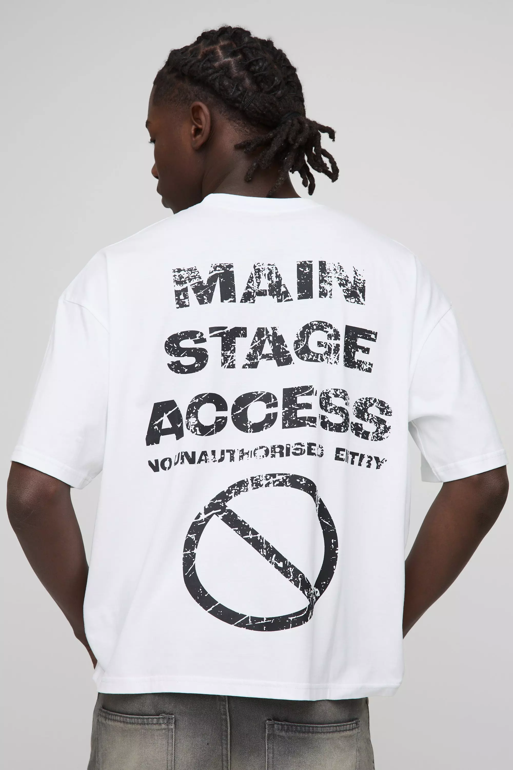 White Oversized Versleten Boxy T-Shirt alternatieve afbeelding