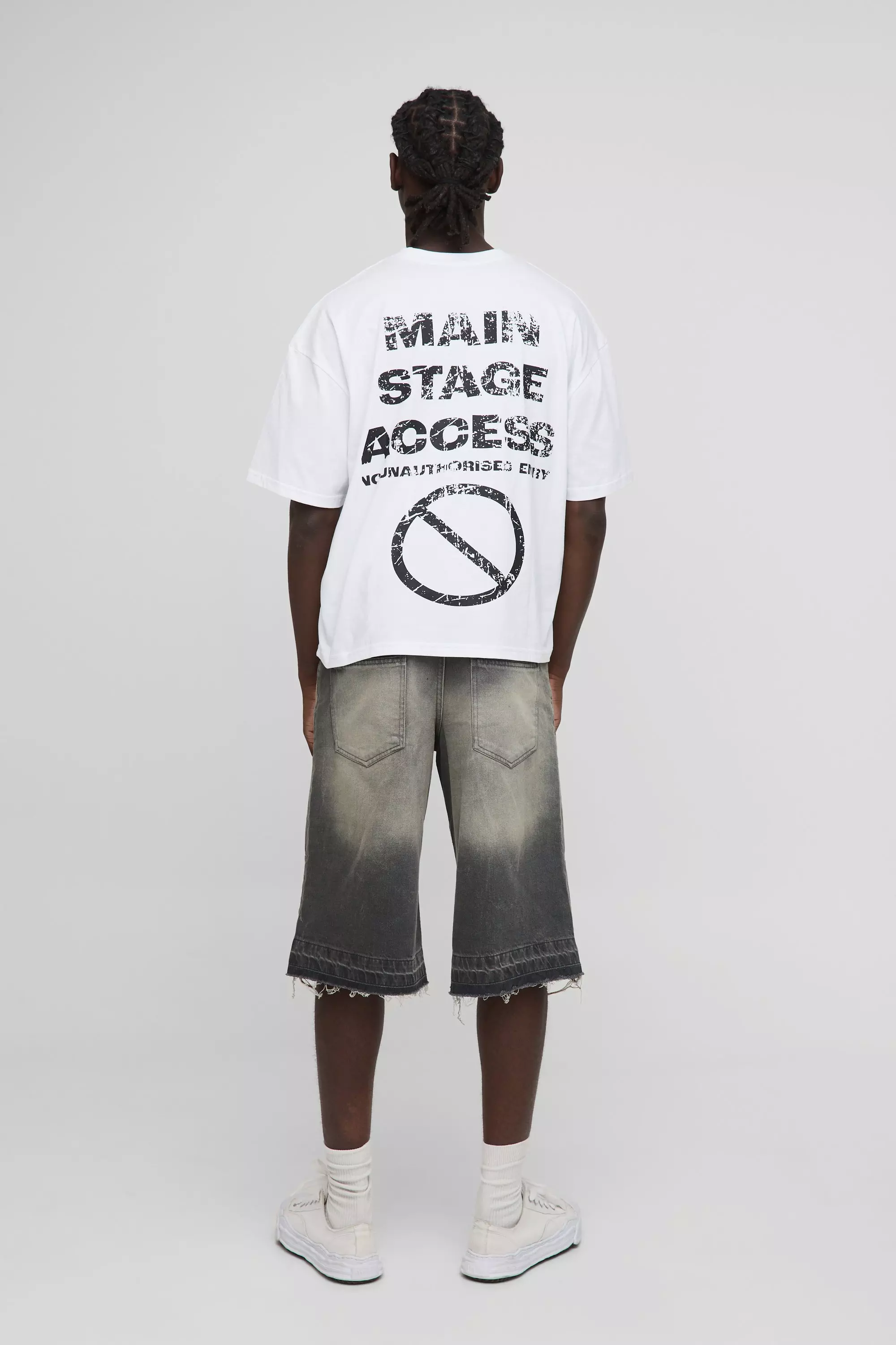 White Oversized Boxy Distressed T-Shirt alternative image