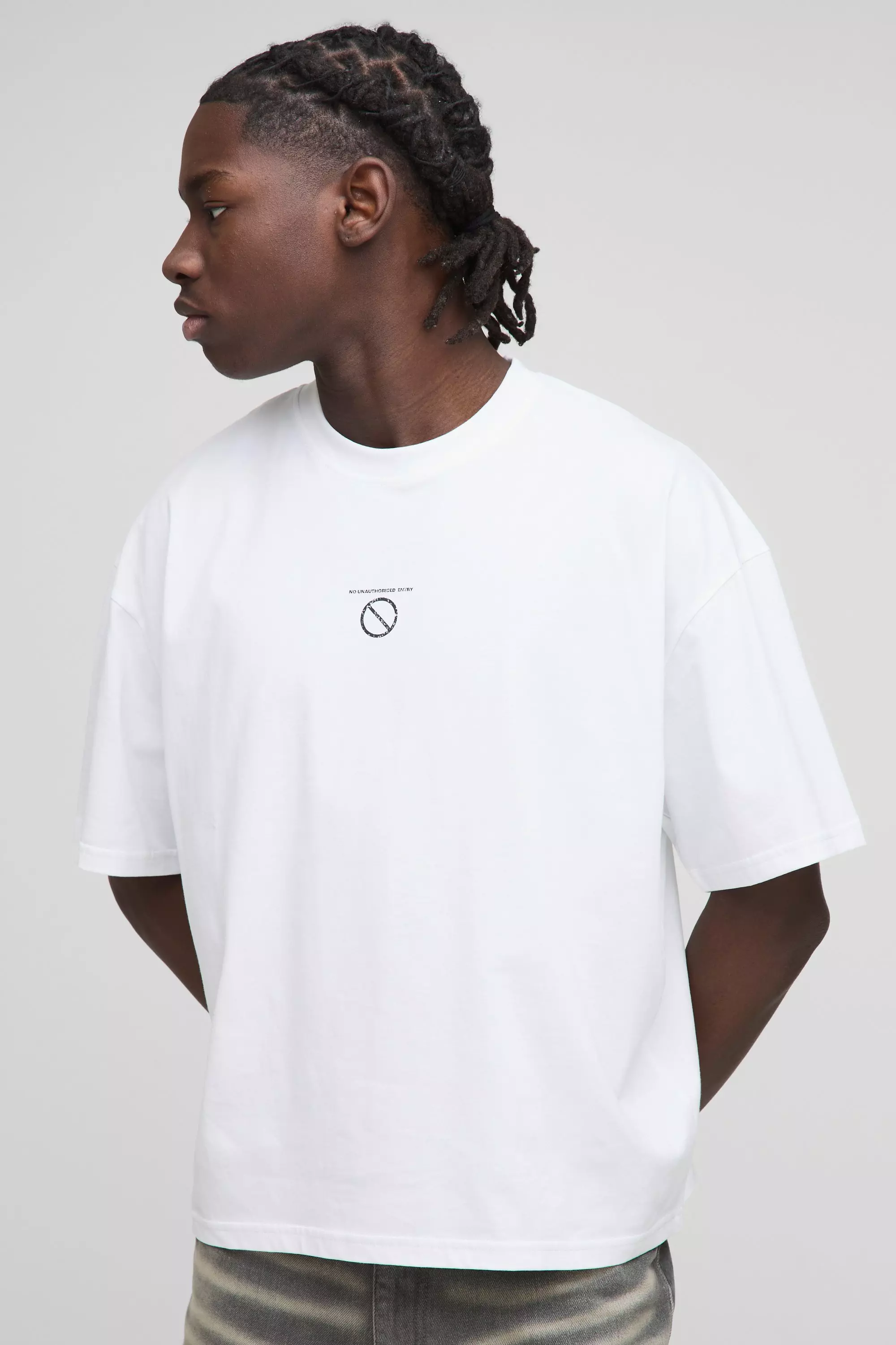 White Oversized Versleten Boxy T-Shirt alternatieve afbeelding