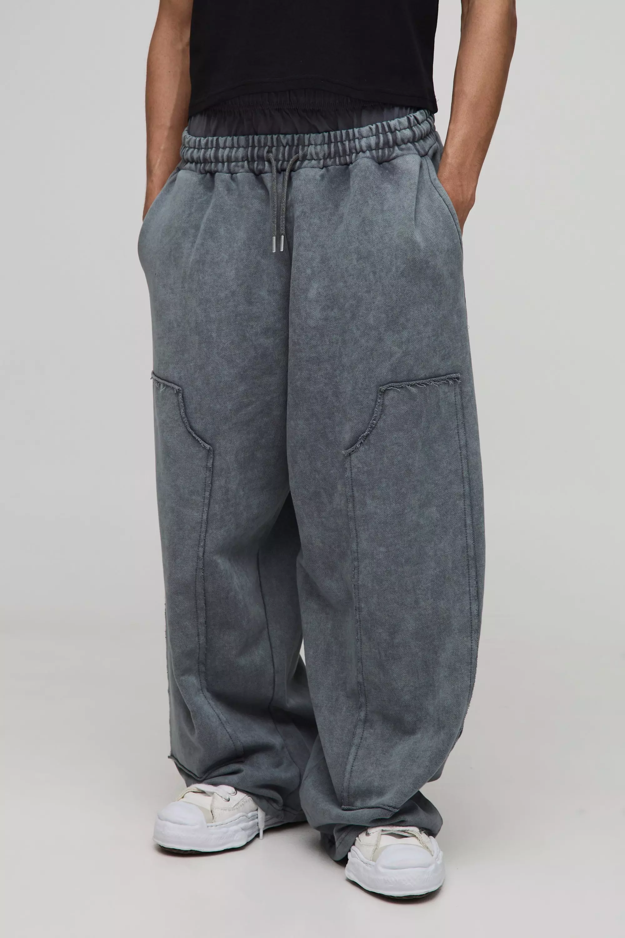 Grey Baggy Wide Leg Carpenter Joggingbroek alternatieve afbeelding