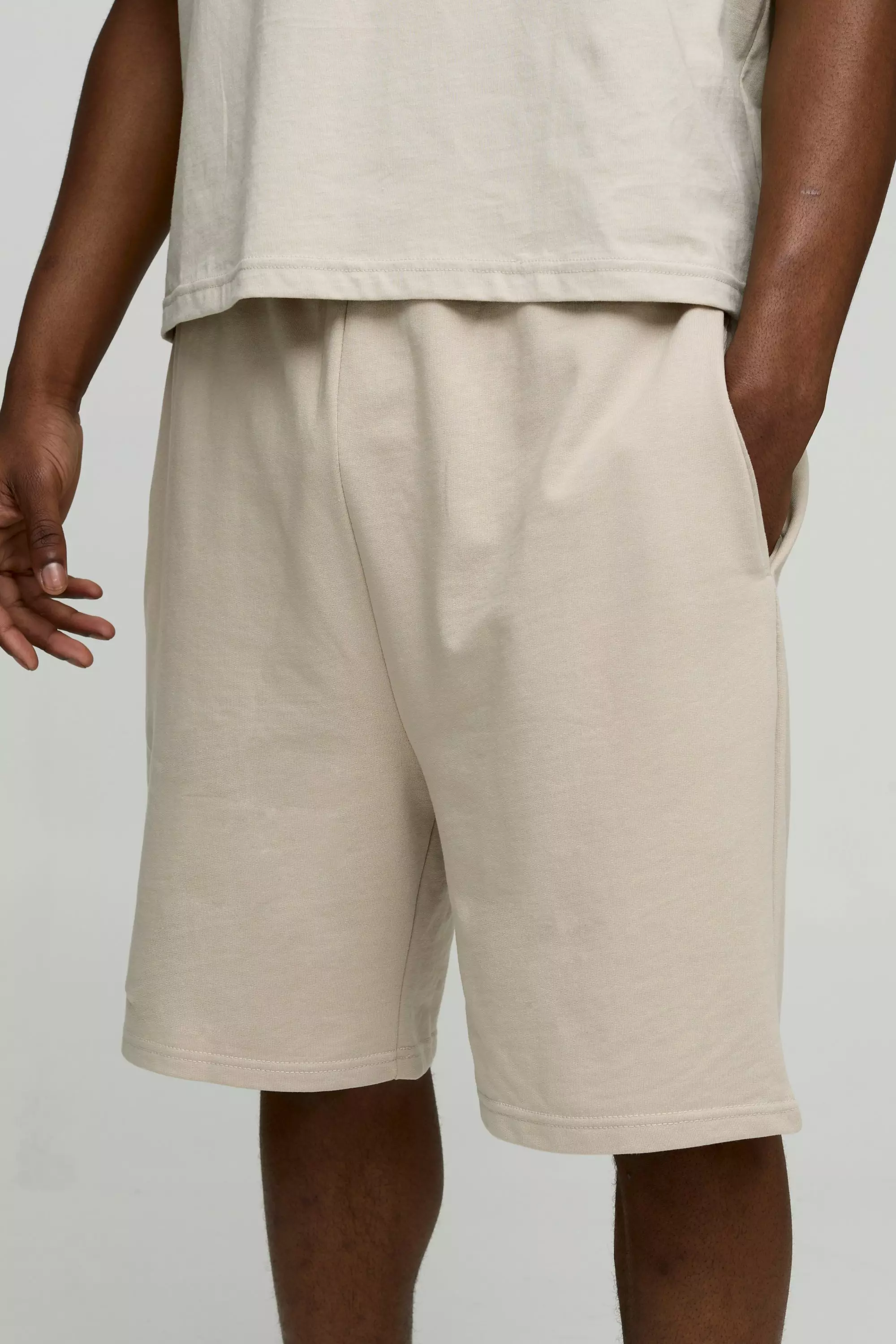 260GSM Loopback Basic Oversized Fit Drop Crotch Shorts