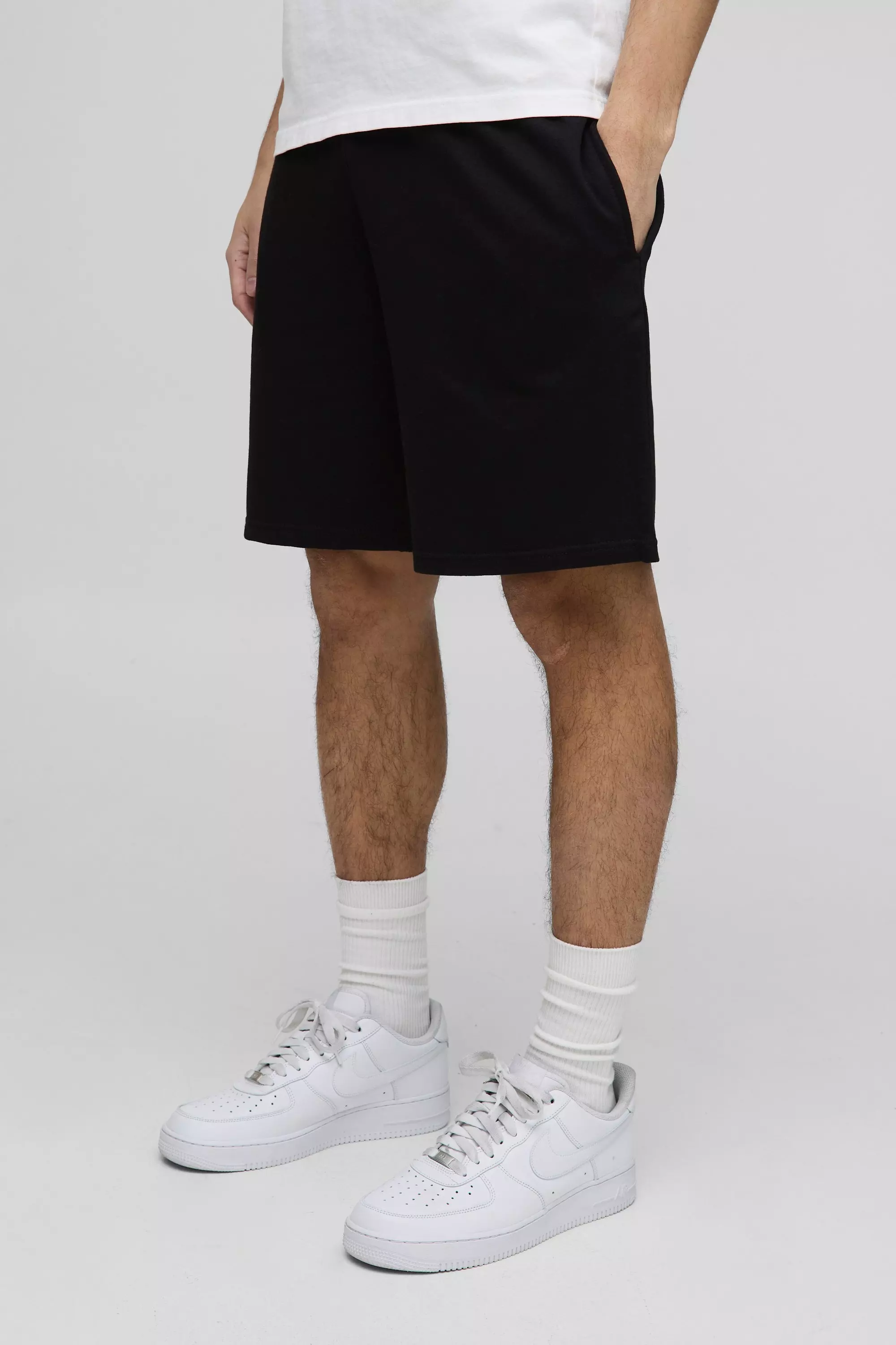 Black 260GSM Loopback Basic Oversized Mid Length Short alternative image