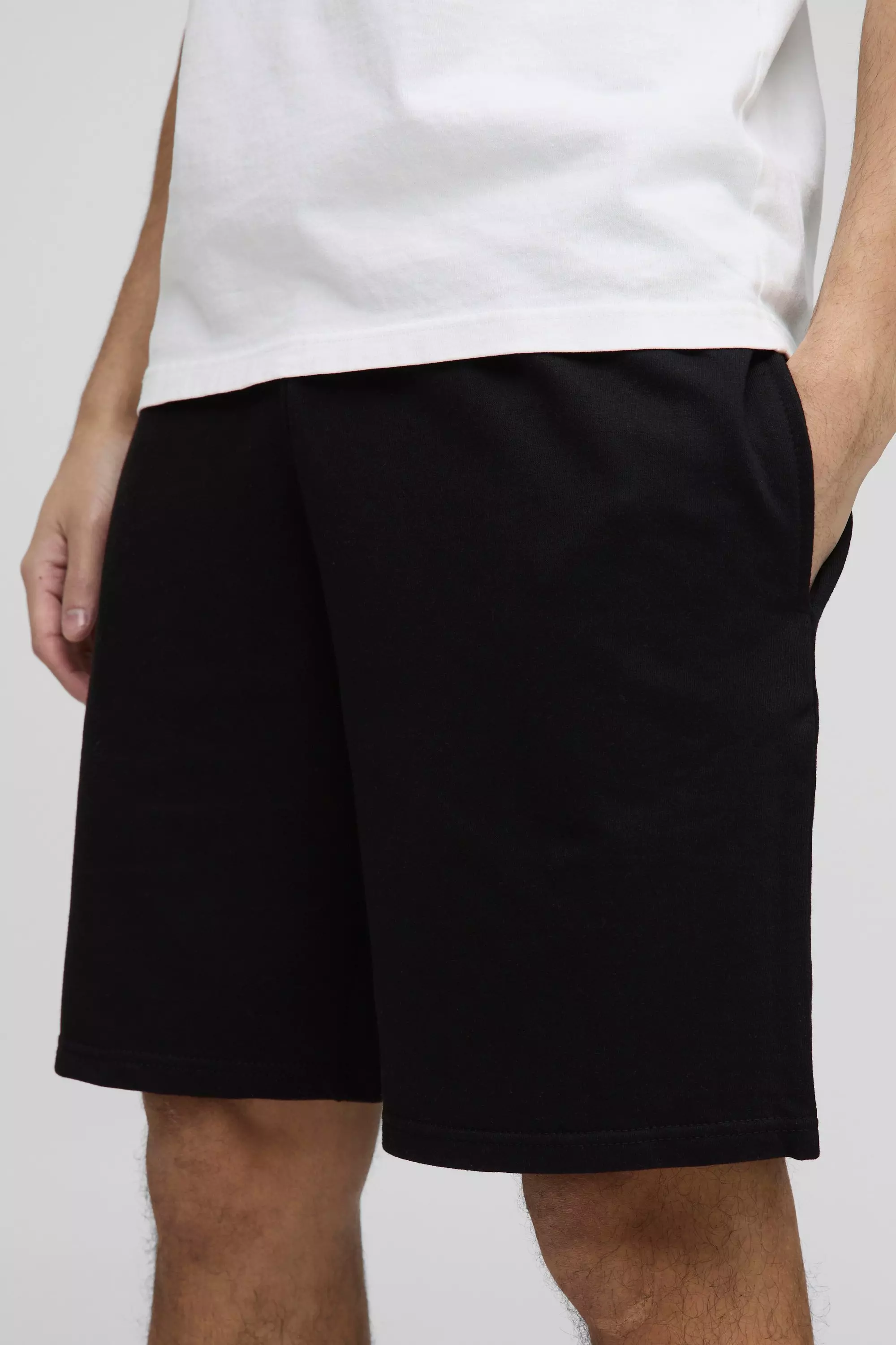 Black 260GSM Loopback Basic Oversized Mid Length Short alternative image