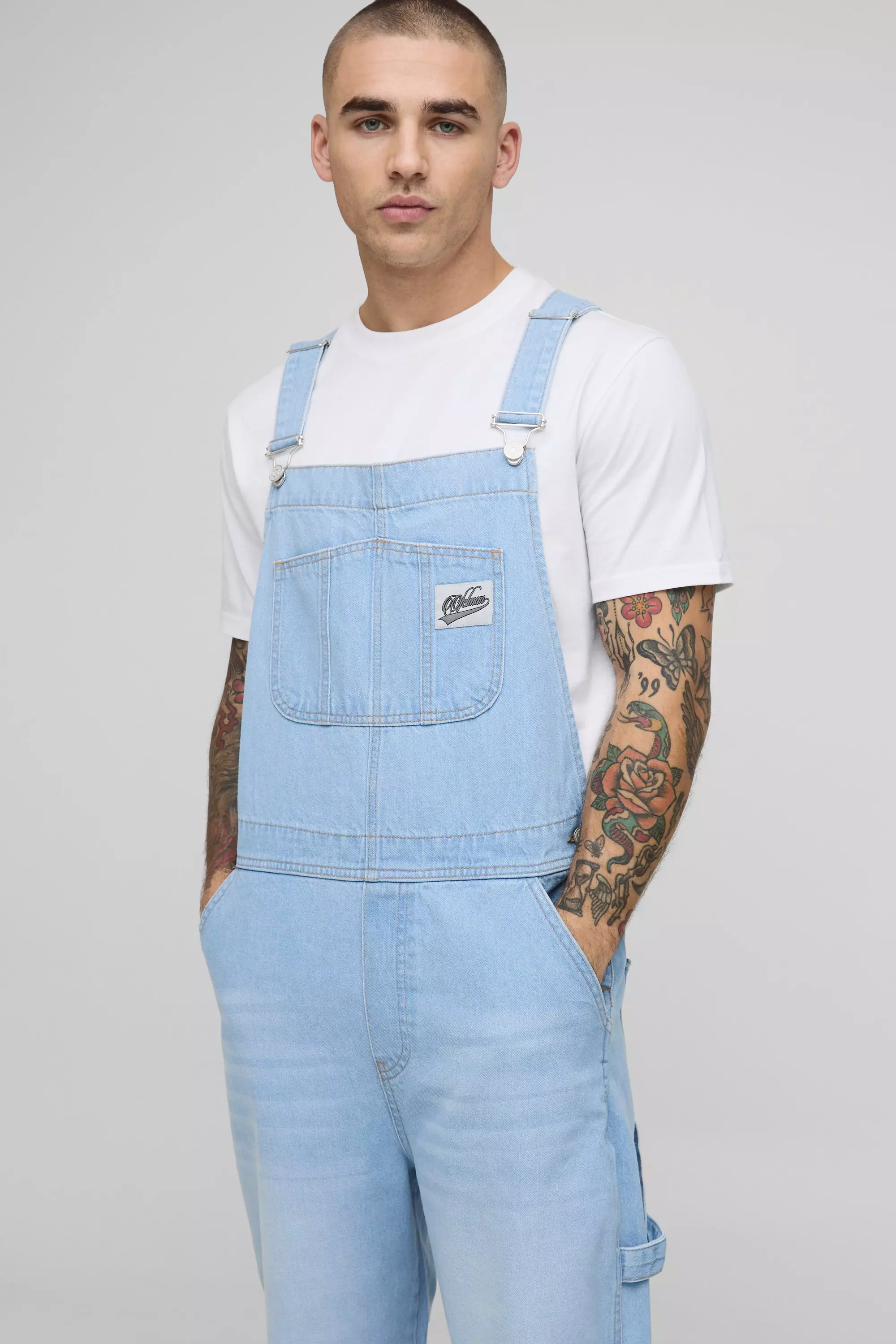 Light blue Relaxed Fit Worker Denim Overalls alternative image