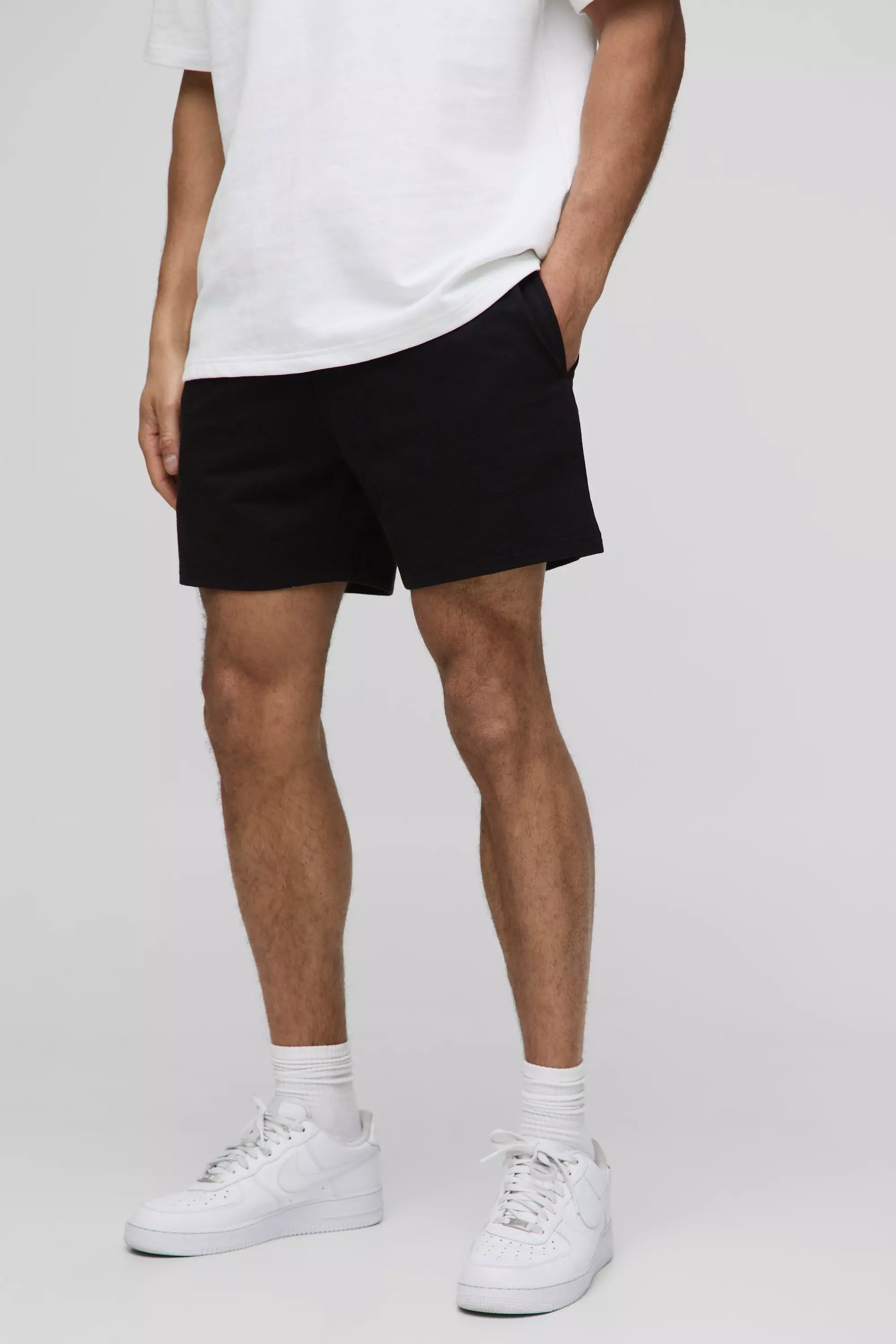 Black 260GSM Loopback Basic Relaxed Fit Short Length Shorts alternative image