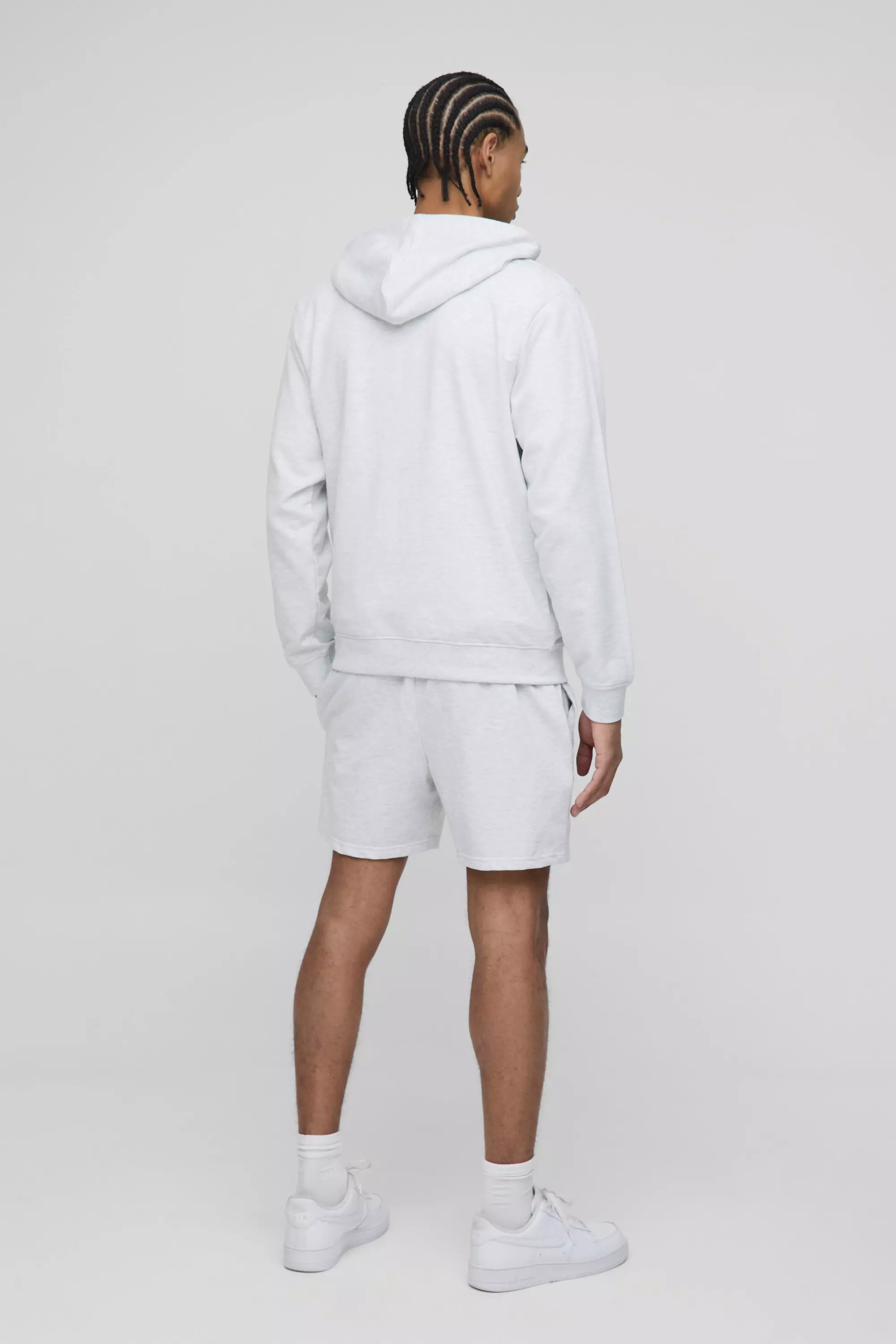 Grey marl 260GSM Loopback Basic Relaxed Fit Short Length Shorts alternative image