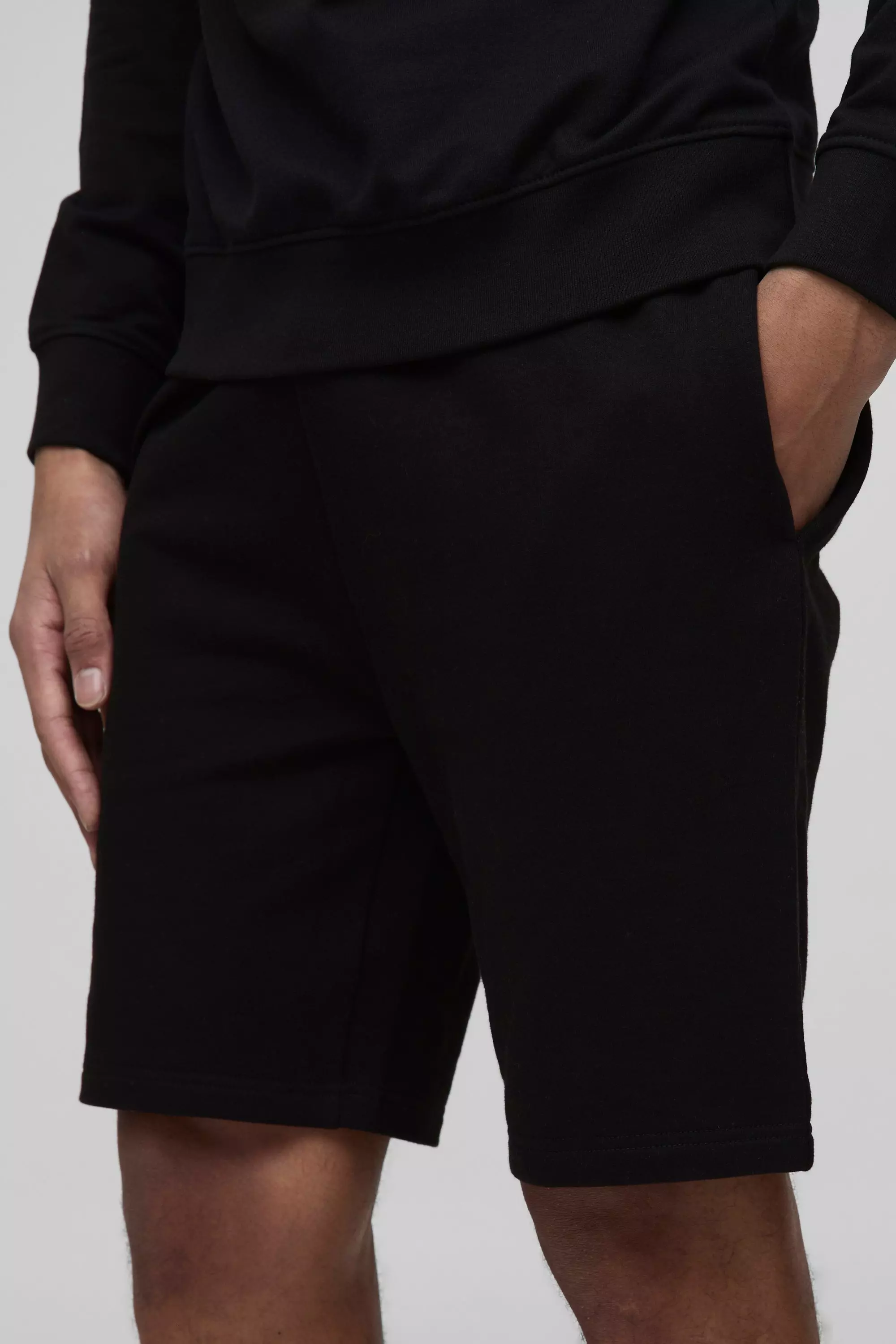 260GSM Loopback Basic Slim Fit Mid Length Shorts | boohooMAN USA