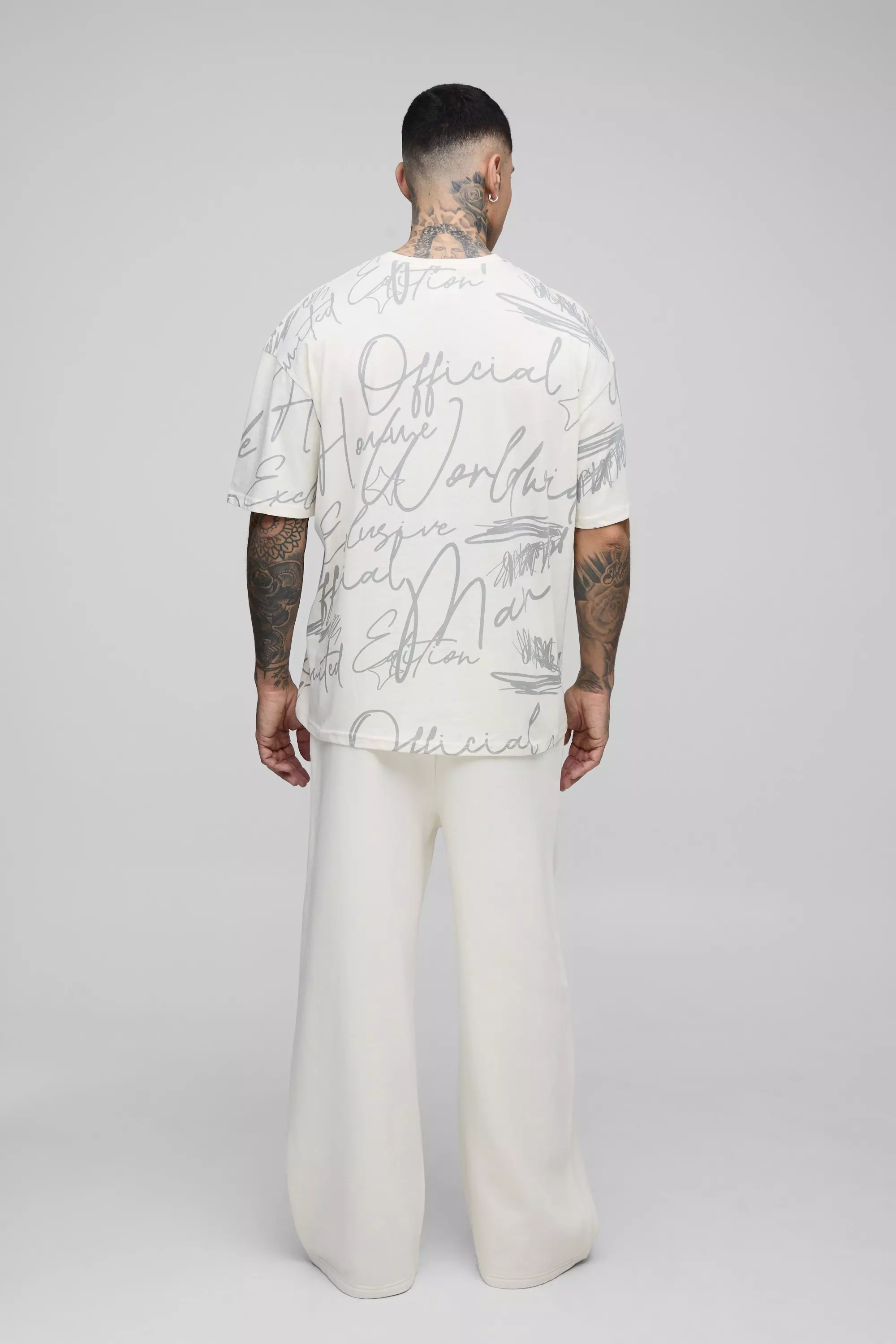 Tall - T-shirt oversize à imprimé graffiti, Grey autre image