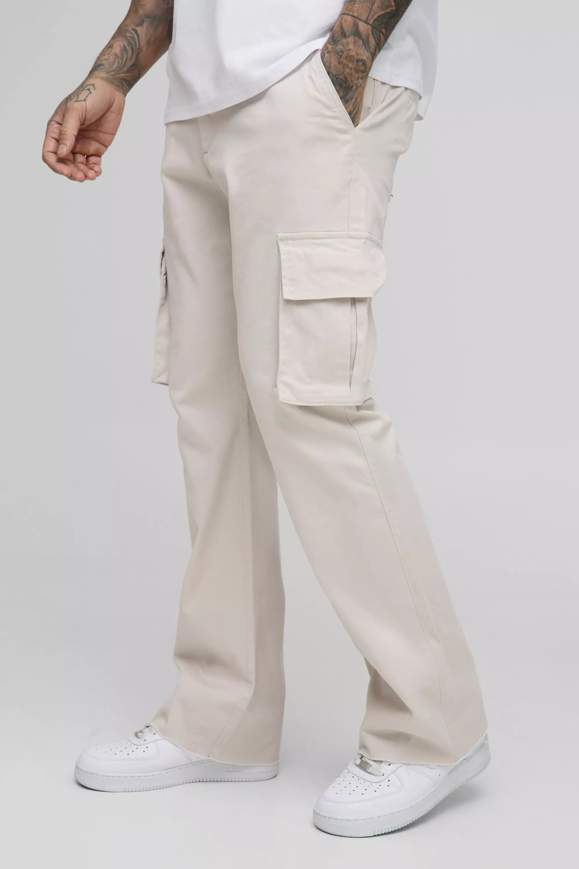 Stone Tall Flared Cargo Broek Met Tailleband alternatieve afbeelding
