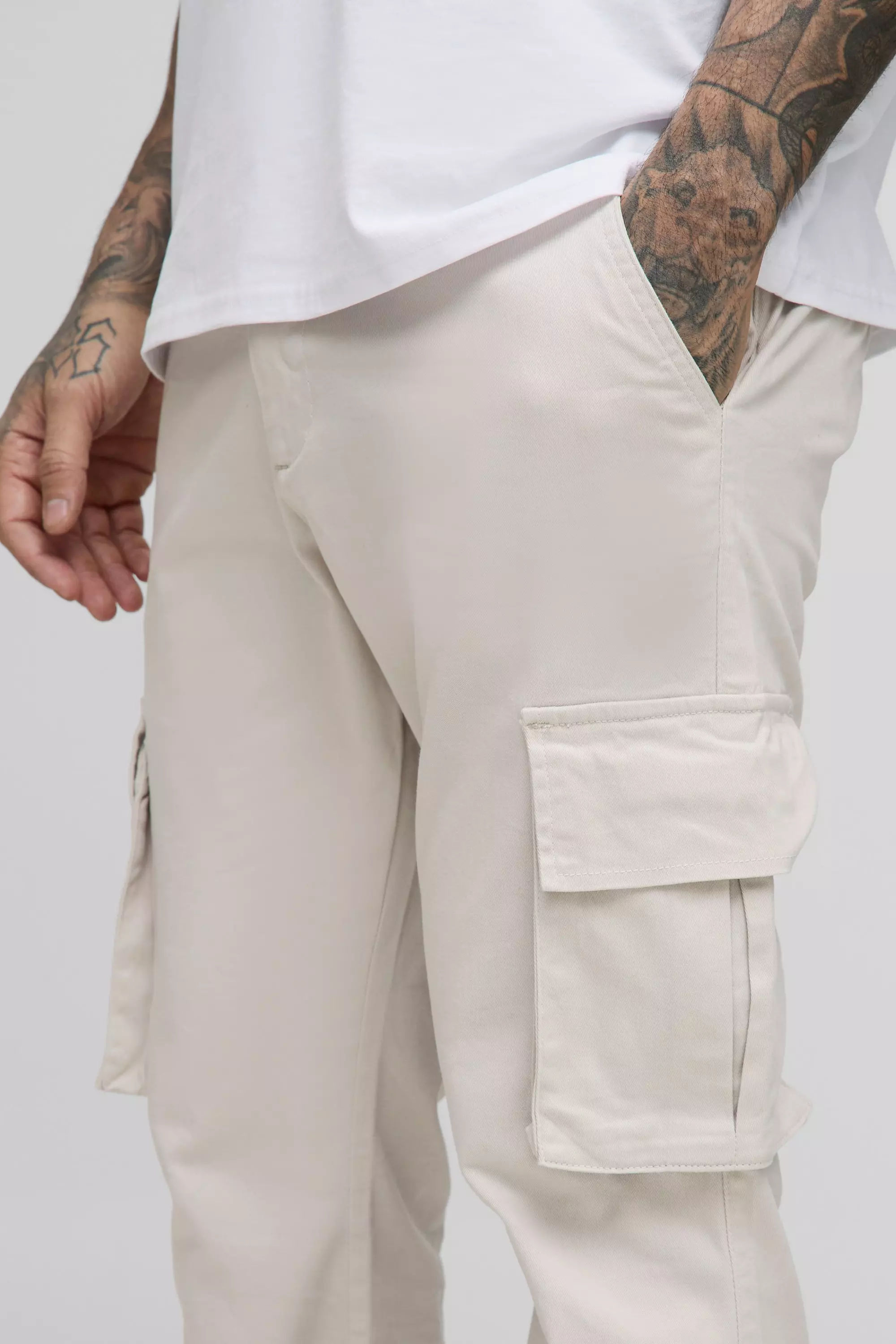Stone Tall Flared Cargo Broek Met Tailleband alternatieve afbeelding