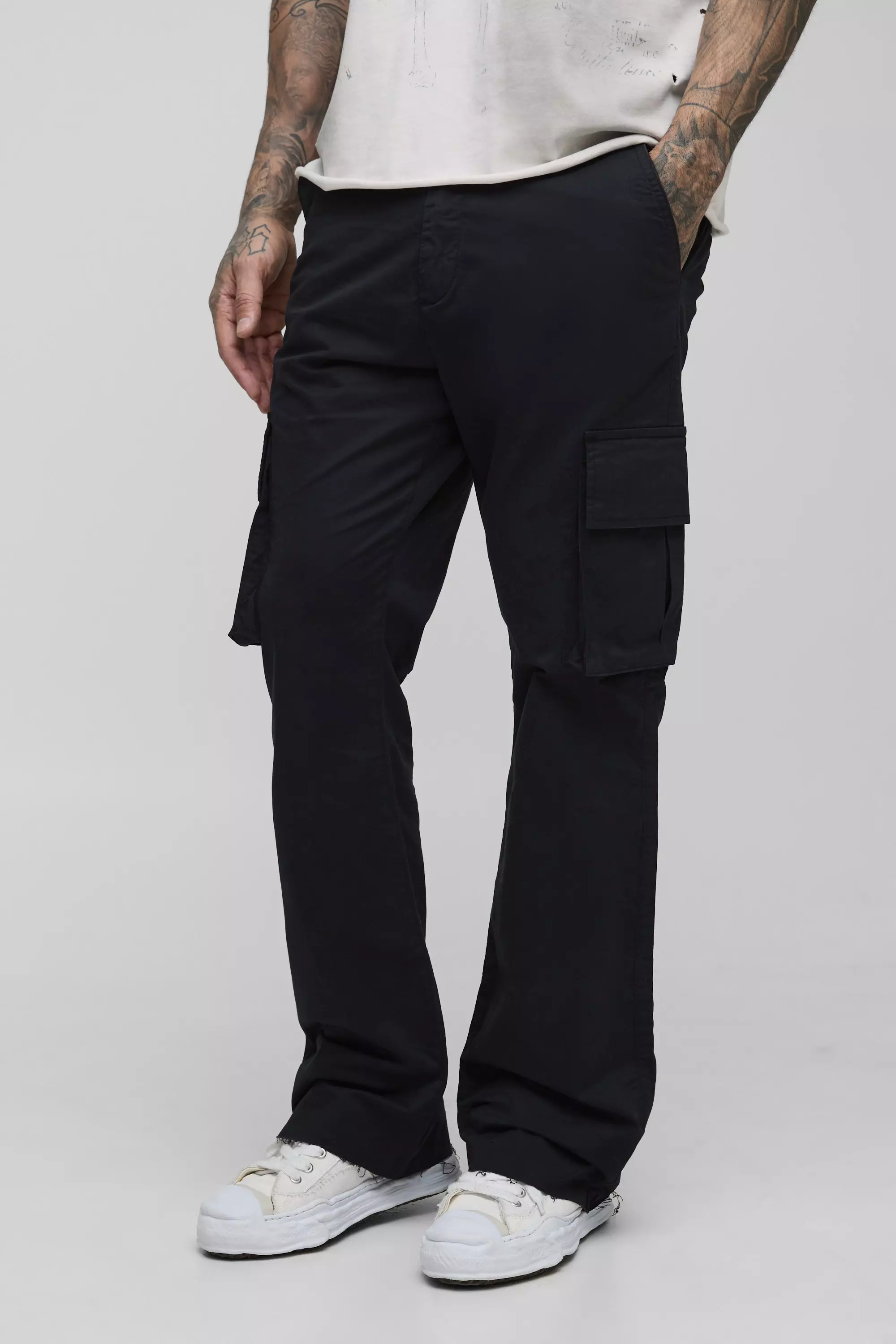 Tall - Pantalon cargo flare à taille fixe, Black autre image