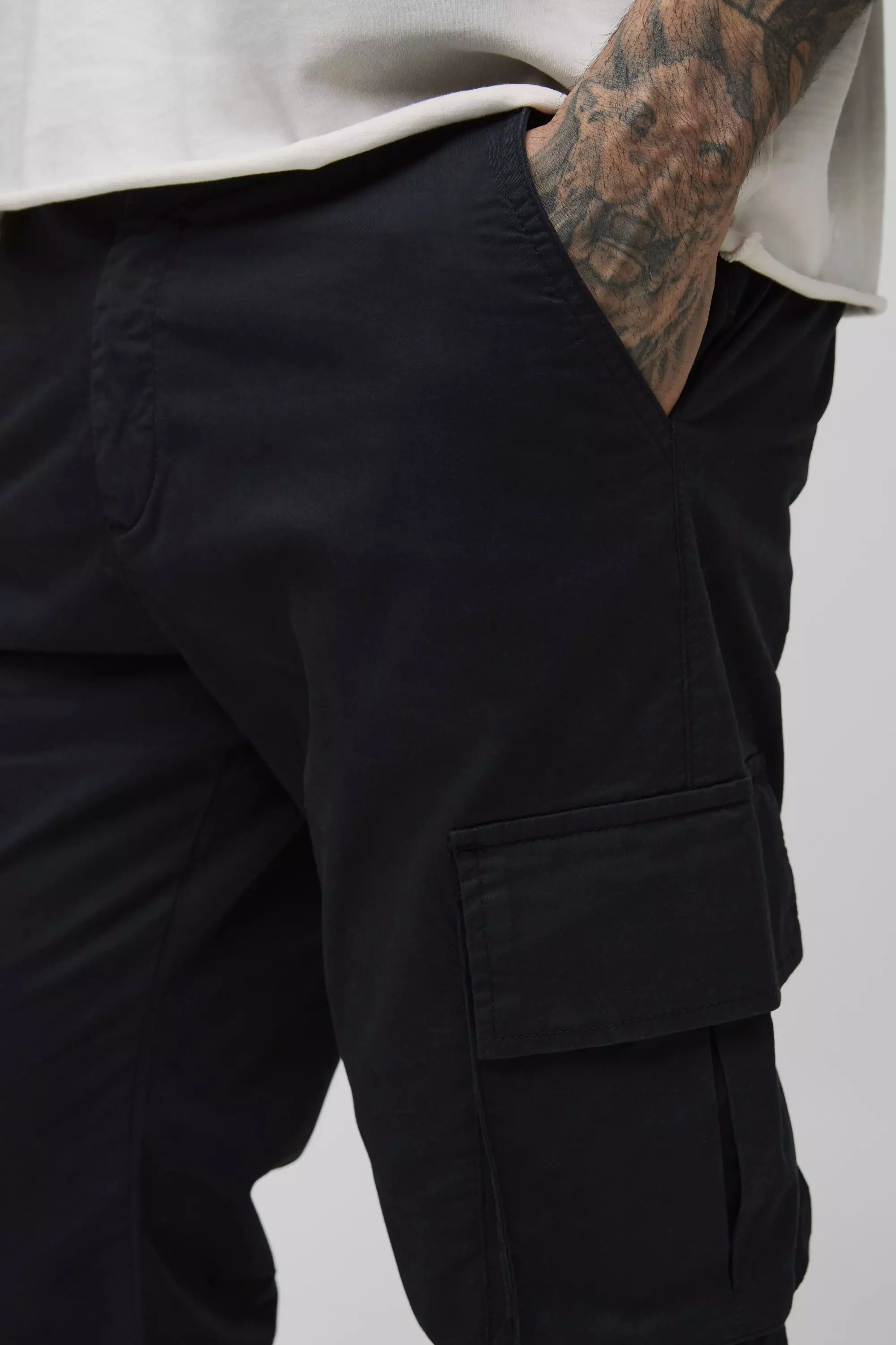 Tall - Pantalon cargo flare à taille fixe, Black autre image