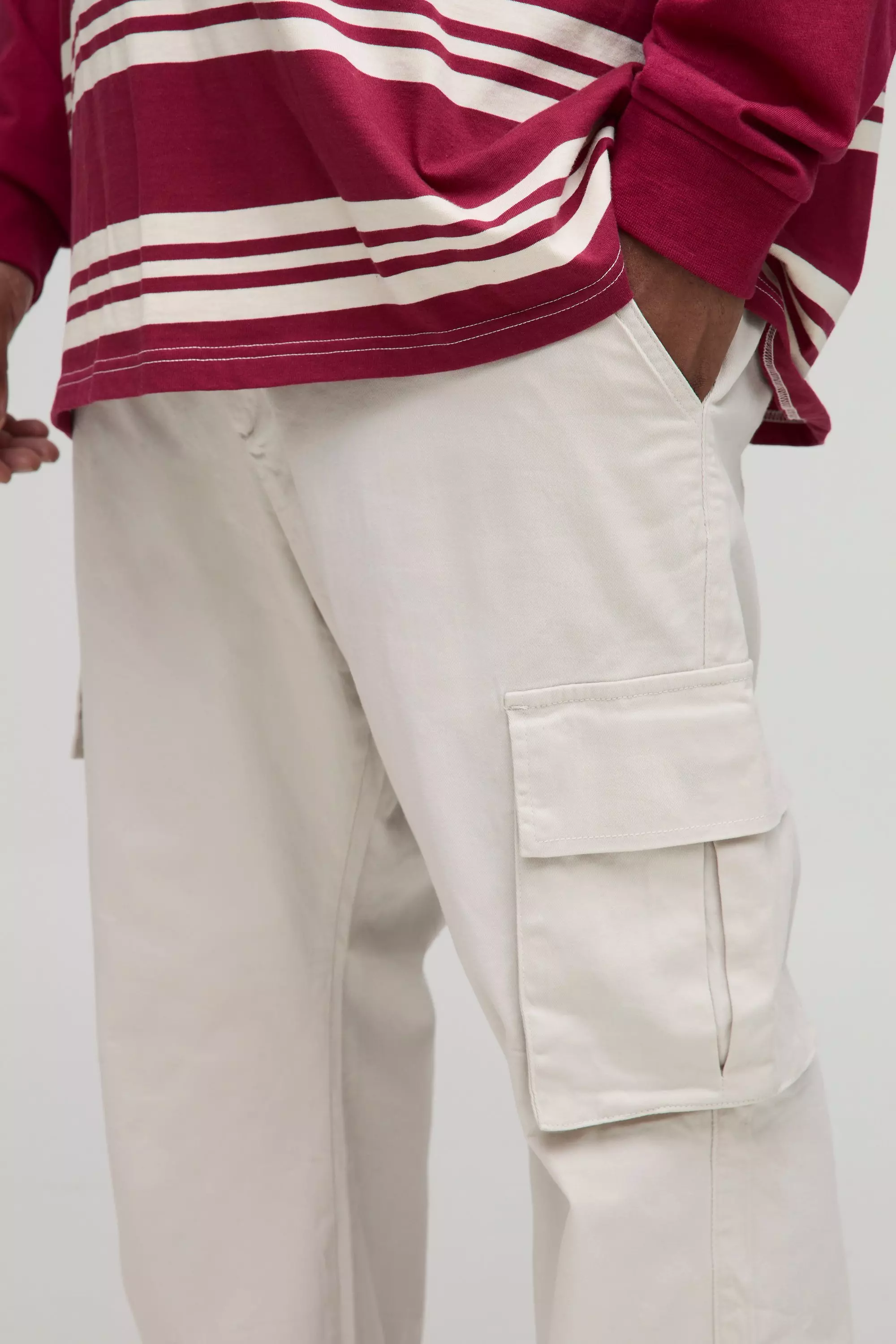 Stone Plus Fixed Waist Cargo Flared Trousers alternative image